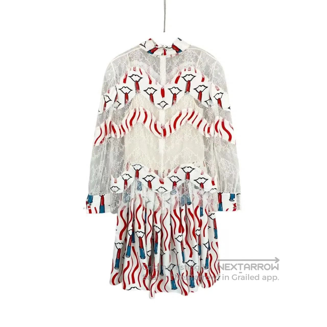 Valentino Valentino Lace dress with a large mouth print| Size XS / US 0-2 / IT 36-38 - 2 Thumbnail