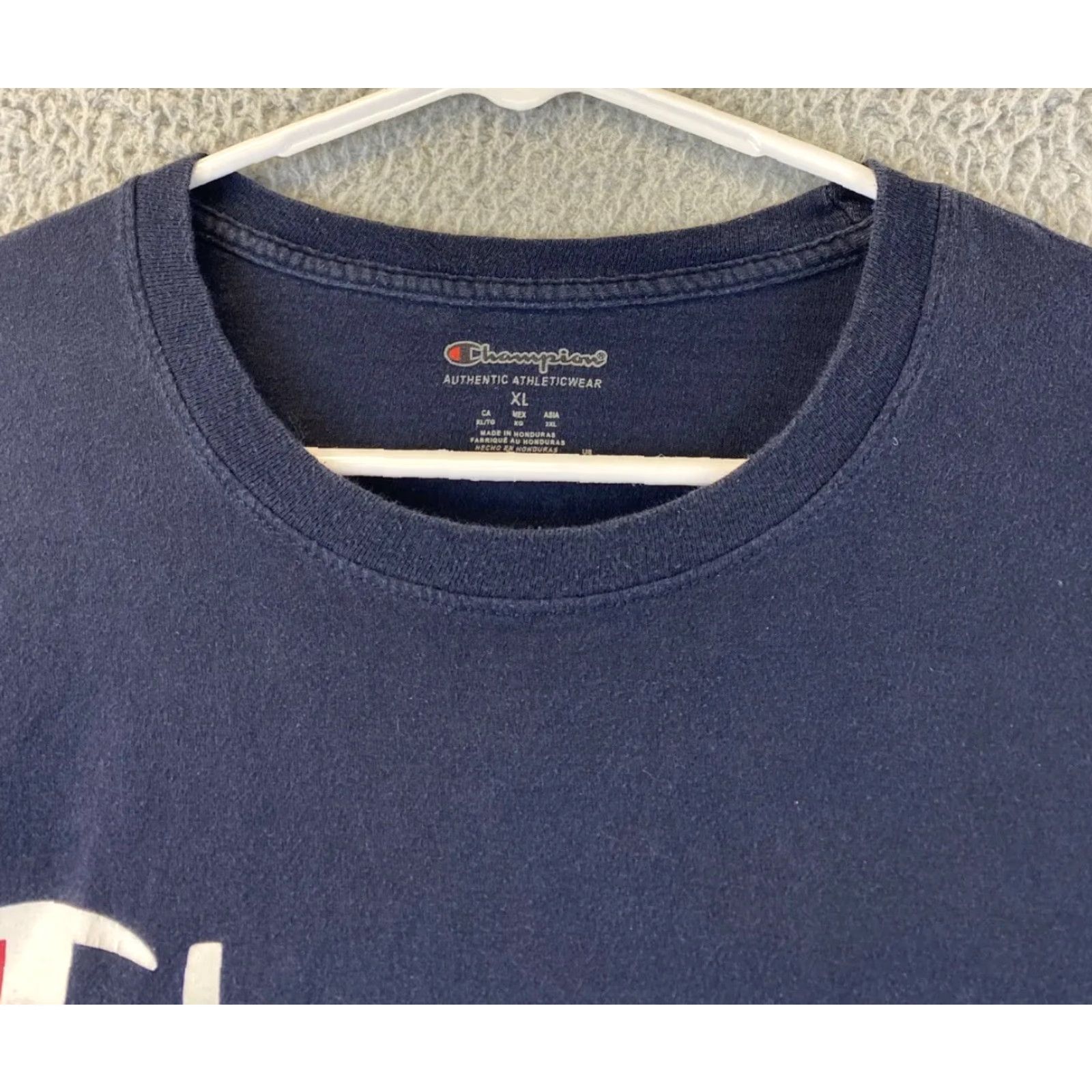 Champion Champion T-Shirt Shirt Crew Neck Mens XL Navy 82-19 | 100% Cotton Basic Tee Short Sleeve Regular Fit Men’s Shirt Size US XL / EU 56 / 4 - 4 Thumbnail