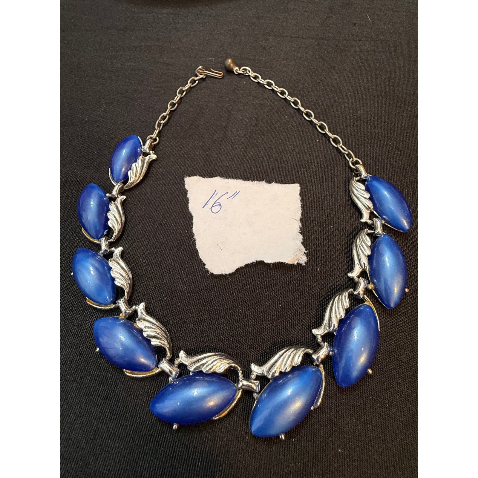 Other Vintage Distressed Blue Thermoset Leaf Necklace 16” Size ONE SIZE - 5 Thumbnail
