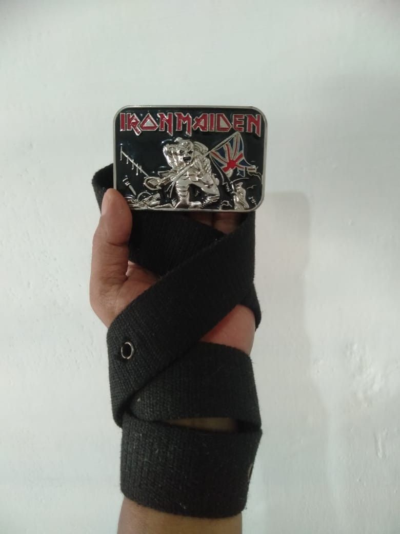 Band Tees Iron Maiden Buckle Belt Black Size 34 - 1 Thumbnail