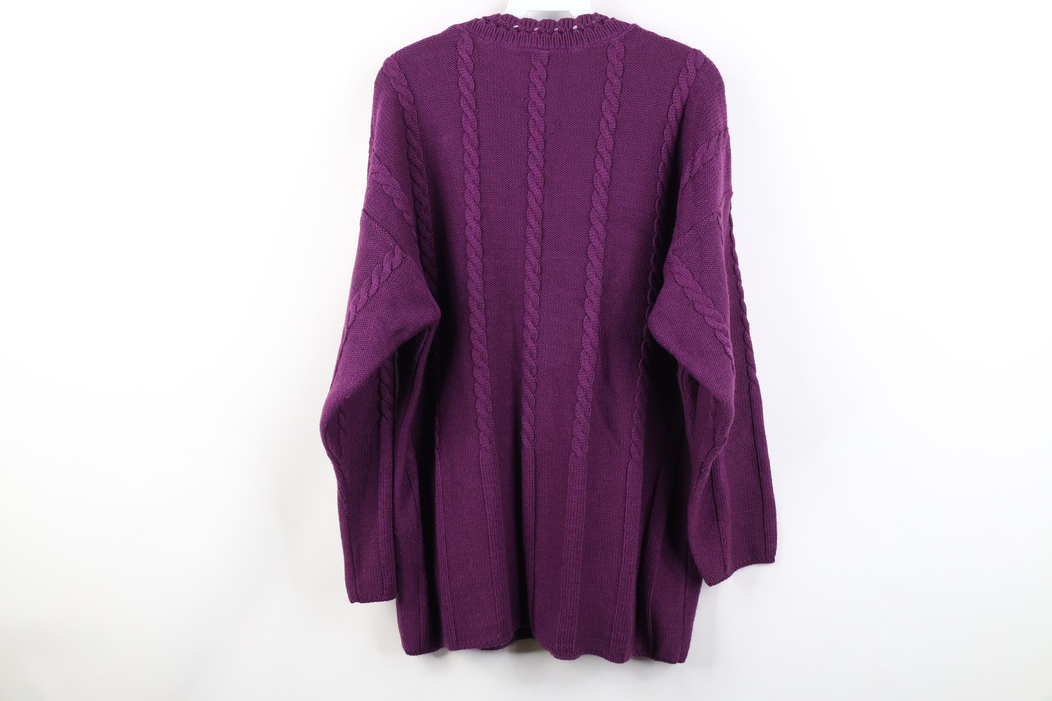 Vintage Vintage 90s Streetwear Cable Crewneck Sweater Purple USA Size XL / US 12-14 / IT 48-50 - 8 Thumbnail