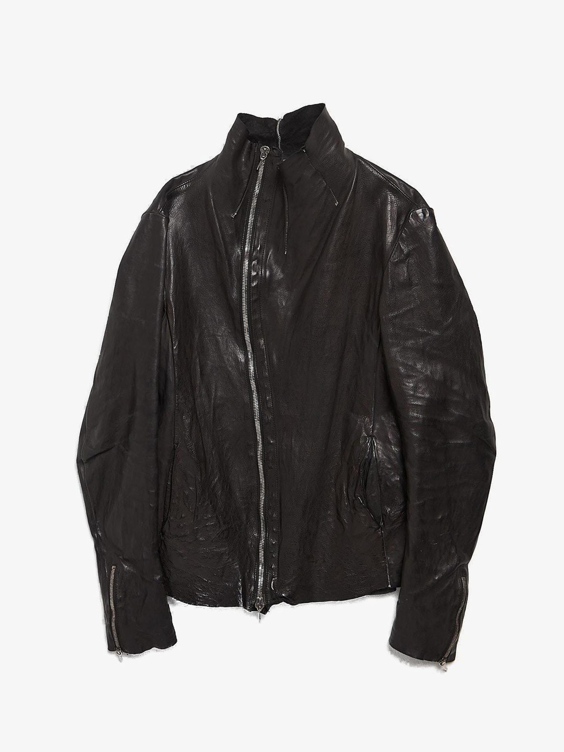 image of Incarnation Black Zipped Leather Jacket, Men's (Size XL)