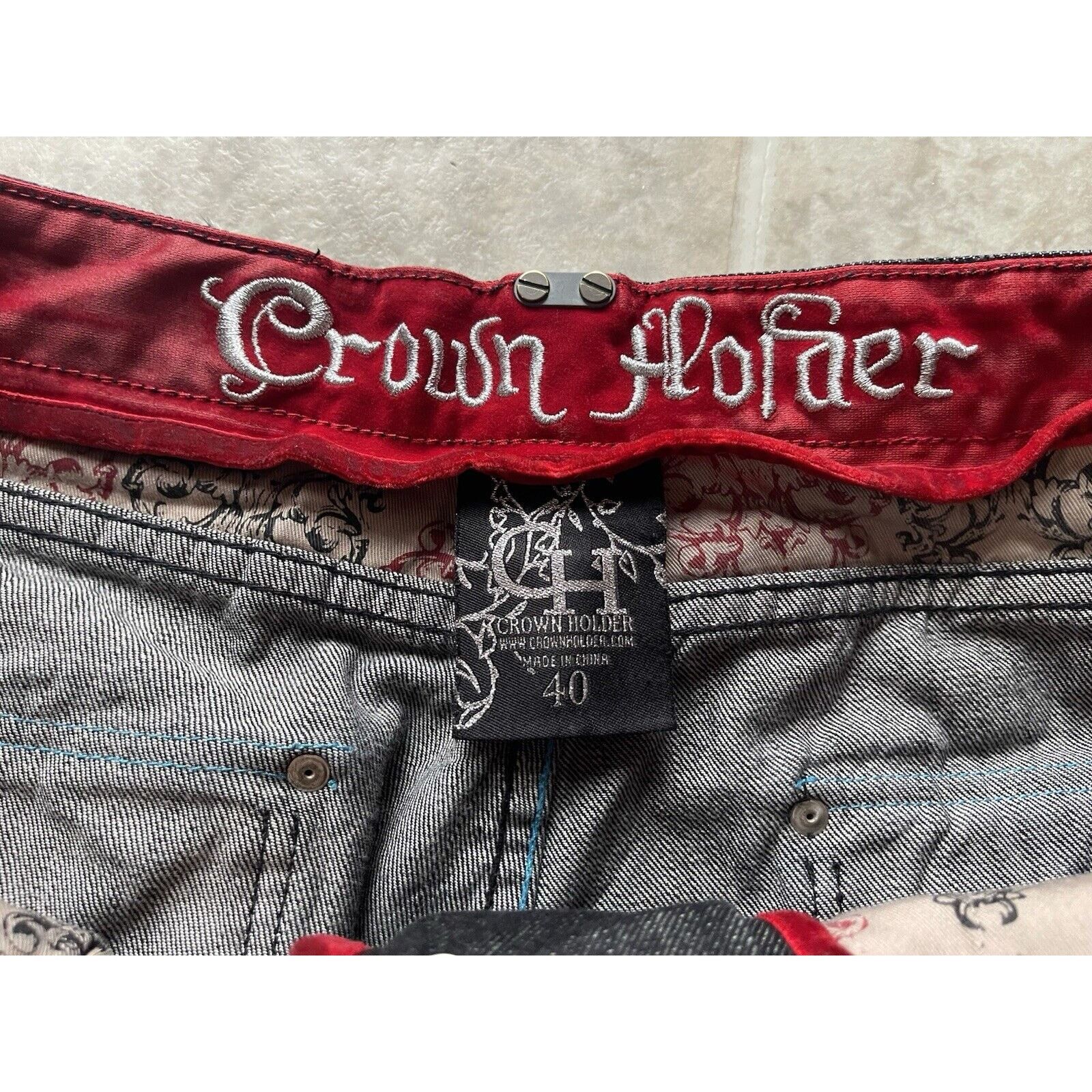 Other Vintage Crown Holder Y2K Baggy Jeans Embroidered 40/34 Size US 40 / EU 56 - 8 Thumbnail