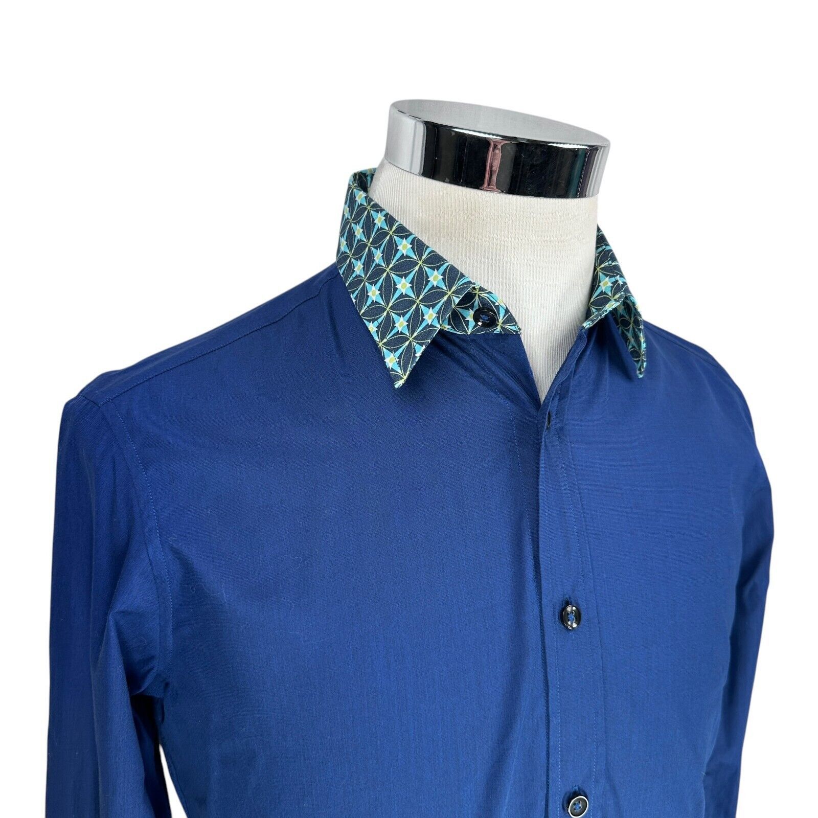 Just Cavalli Just Cavalli Dress Shirt Men’s 46 Blue Long Sleeve Button-Up Size US S / EU 44-46 / 1 - 2 Thumbnail