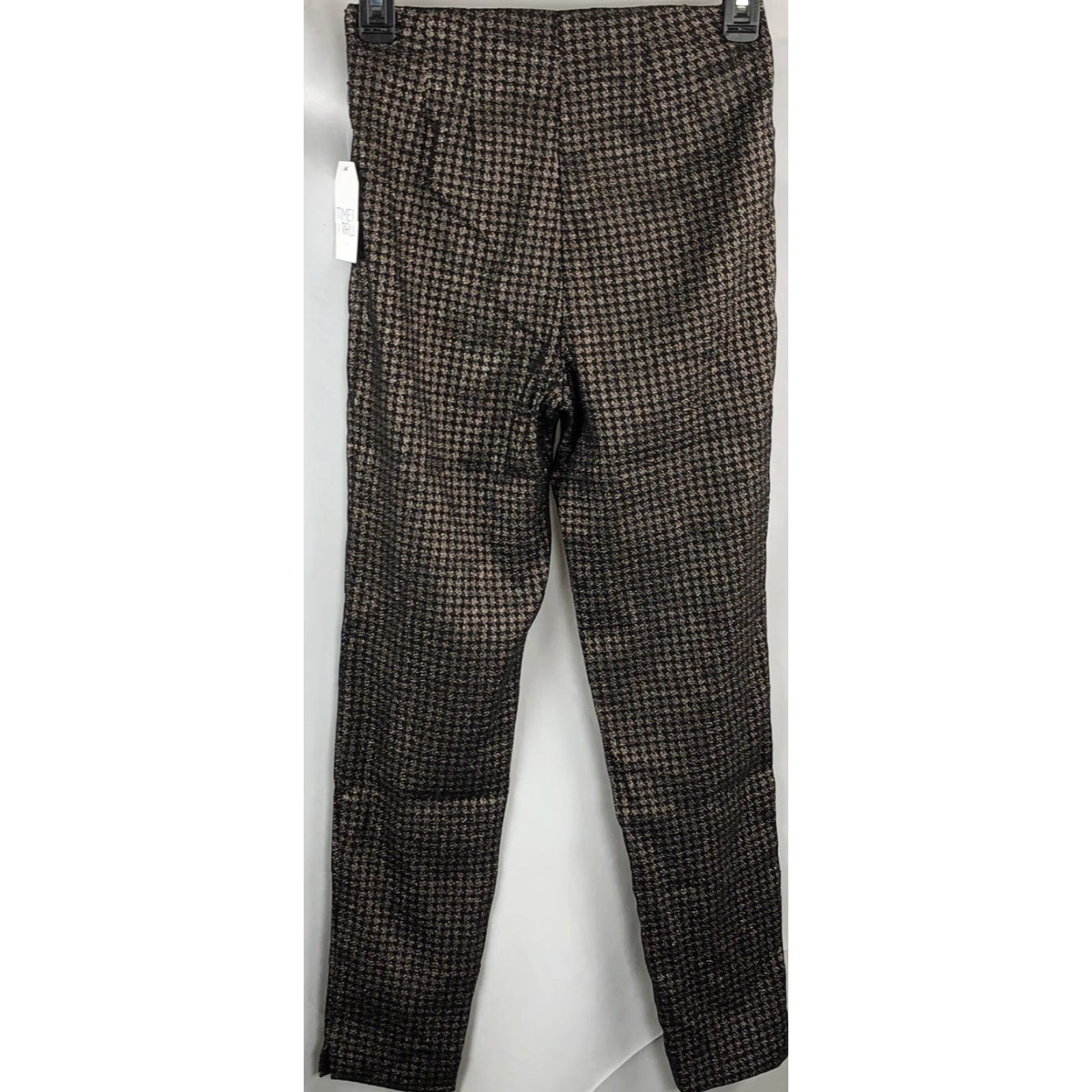 Vintage NWT Time & Tru Millennium Skinny Pants 2 Black Bronze Metallic HighRise 23"W Slit Club Metal Womens Pants 27In Inseam Slim 2"} Size 26" / US 2 / IT 38 - 2 Thumbnail