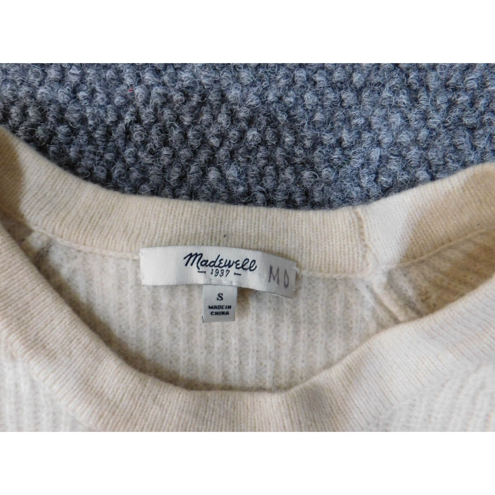 Madewell Madewell sweater Small Womens pullover beige knit stripe striped elbow patch open-knit round neck raglan sleeve logo stretch pull over Size S / US 4 / IT 40 - 6 Thumbnail