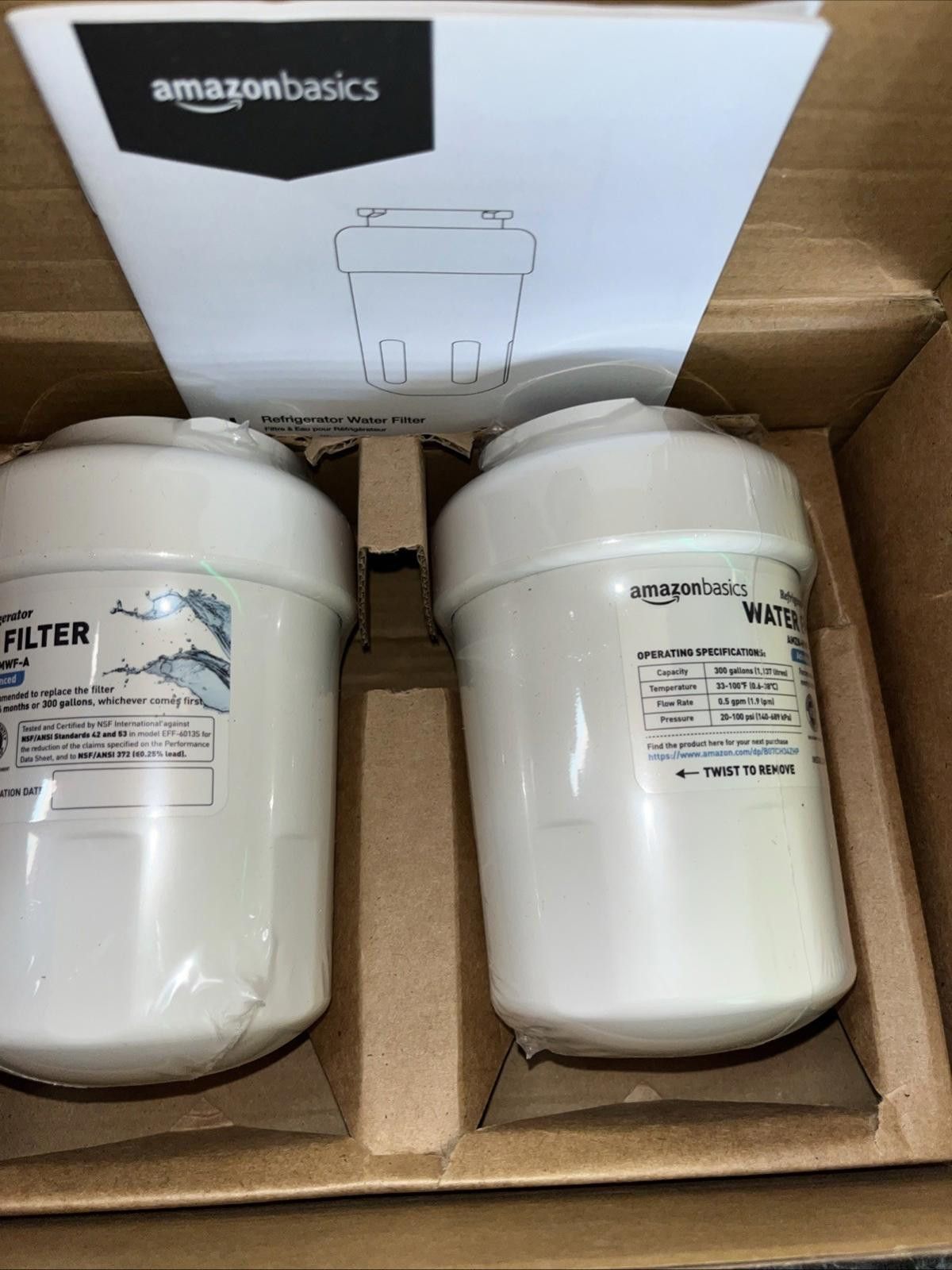 Genuine Leather Amazon Basics Replacement GE MWF Refrigerator Water Filter Size ONE SIZE - 1 Thumbnail