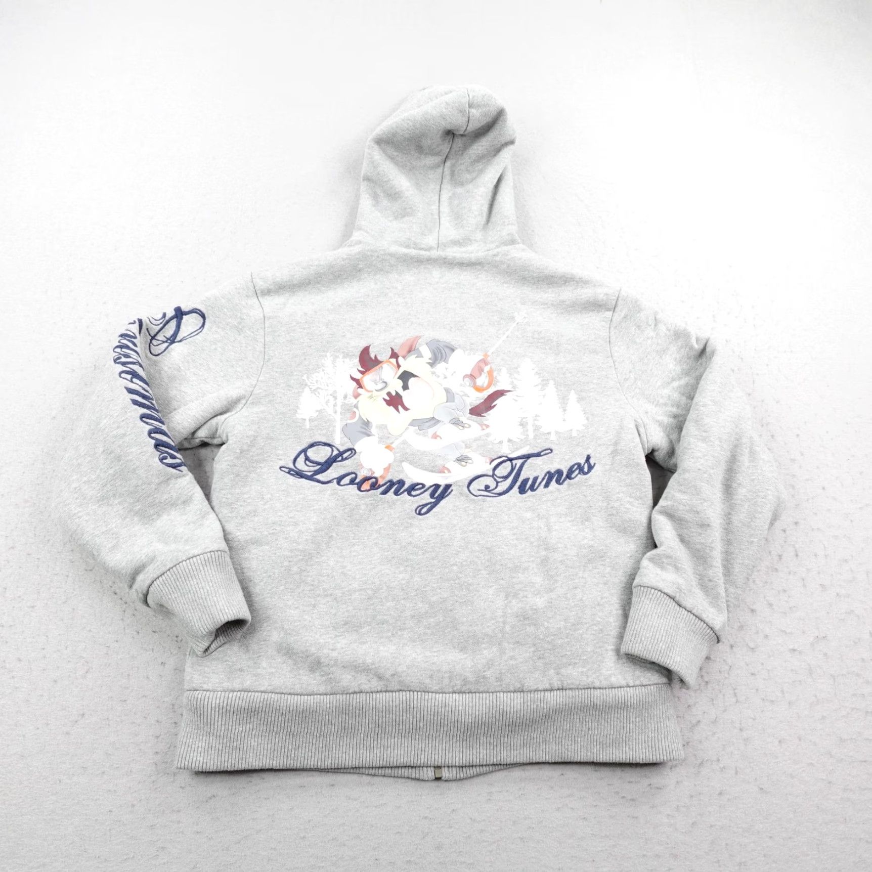 Vintage Looney Tunes Hoodie Mens XL Gray Taz Ski Zip Reversible Fleece Jacket Sweatshirt Cartoon Christmas Holiday Outdoor Size US XL / EU 56 / 4 - 5 Thumbnail