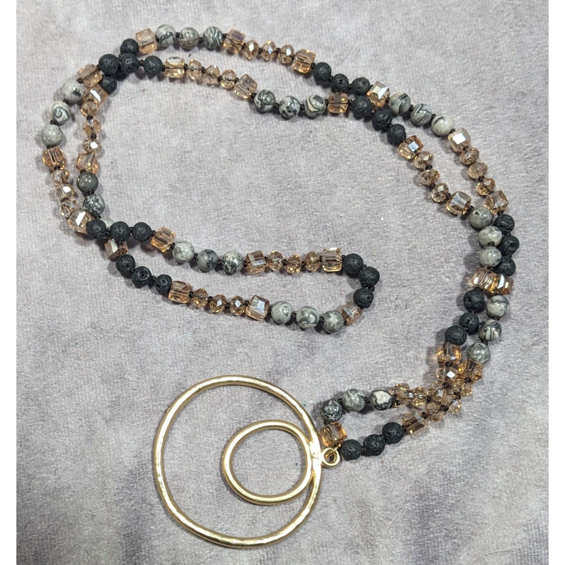 Other Bohemian Stone And Glass Beaded Necklace With Open Circle Go Size ONE SIZE - 7 Thumbnail