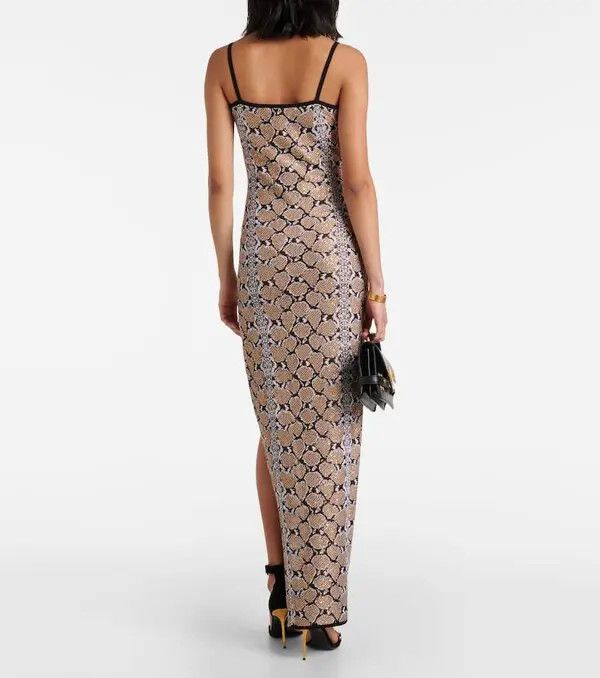 Balmain o1s1wg110825 Snake Print Maxi Dress in Multicolor Size L / US 10 / IT 46 - 3 Thumbnail