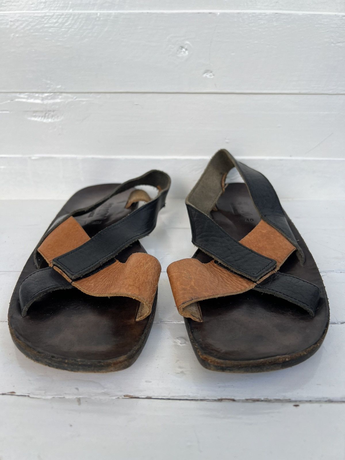 CYDWOQ Cydwoq Flat Casual Leather Sandals Black/ Brown Shoes Size US 10 / EU 43 - 5 Thumbnail