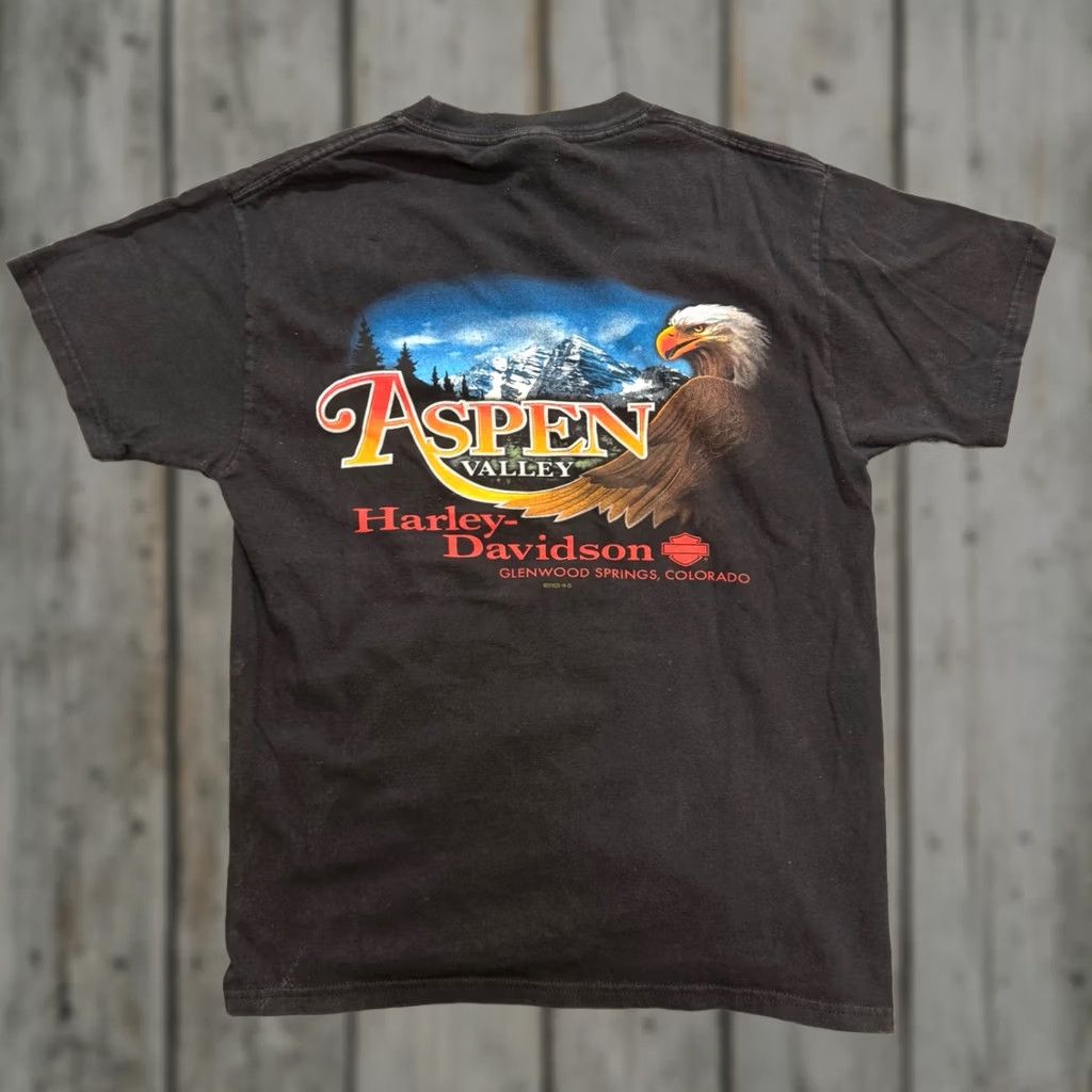 Harley Davidson VINTAGE Harley Davidson T-shirt M Black Men's Y2K Grunge Aspen Eagle Shirt Size US M / EU 48-50 / 2 - 1 Thumbnail