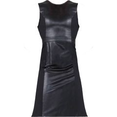 Spanx Womens Leather Like Sleeveless Mixed Media Sheath Dress