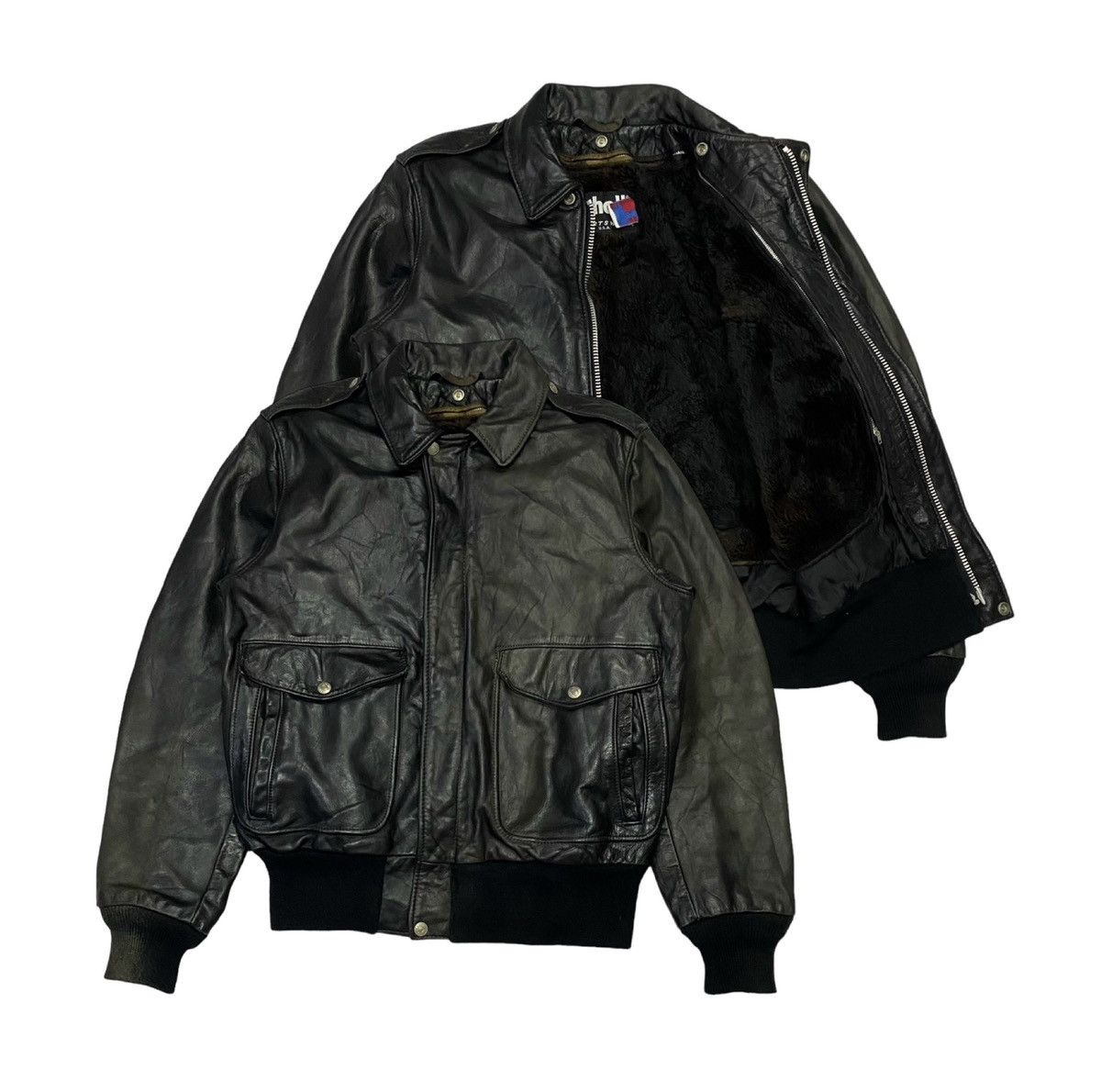 Schott Vintage Schott Leather A-2 Bomber Jacket Size US M / EU 48-50 / 2 - 1 Thumbnail