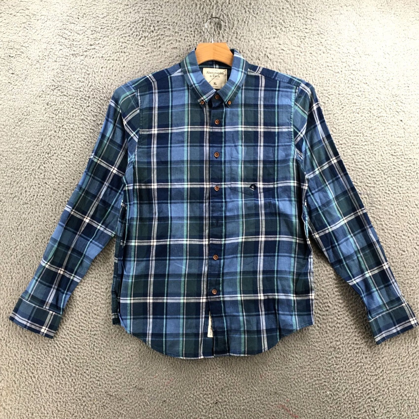 Abercrombie & Fitch Abercrombie & Fitch Button Down Shirt Mens XL Blue Plaid Long Sleeve Collared Size US XL / EU 56 / 4 - 2 Thumbnail
