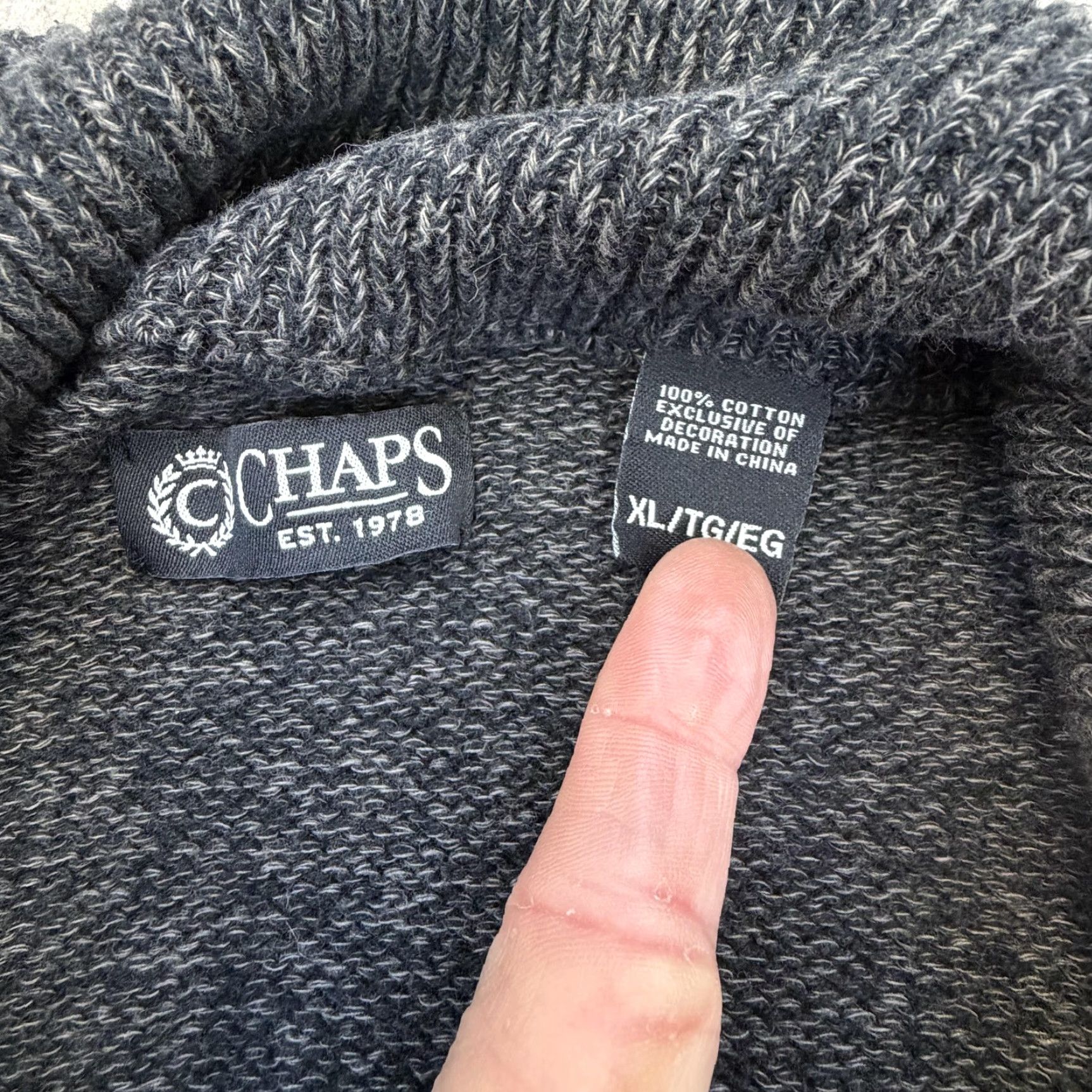 Chaps Chaps Cardigan Sweater Mens XL Gray Cotton Shawl Collar Pockets Button Front Knit Vintage? No Size US XL / EU 56 / 4 - 5 Thumbnail