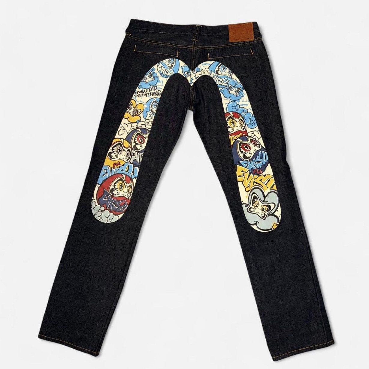 Evisu EVISU SS23 Graffiti Daruma Skinny Fit Jeans - Denim Blue Size US 36 / EU 52 - 1 Thumbnail