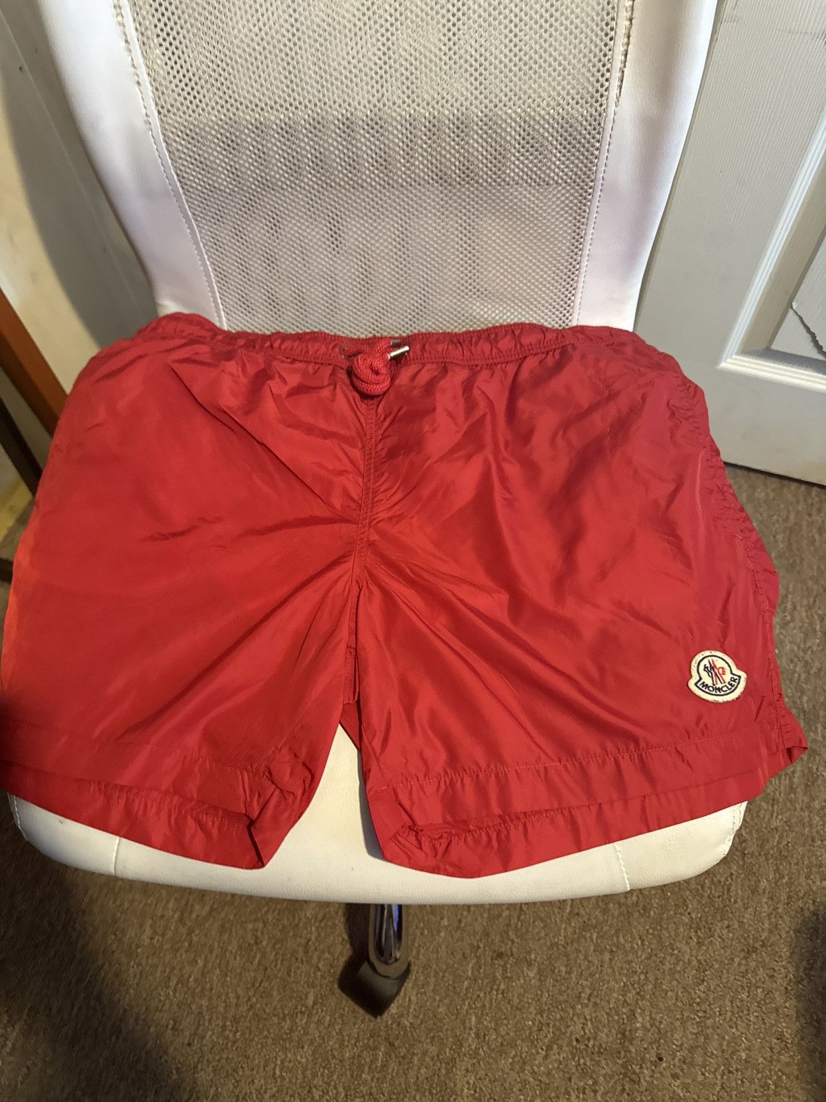Moncler Red Drawstring Swim Shorts