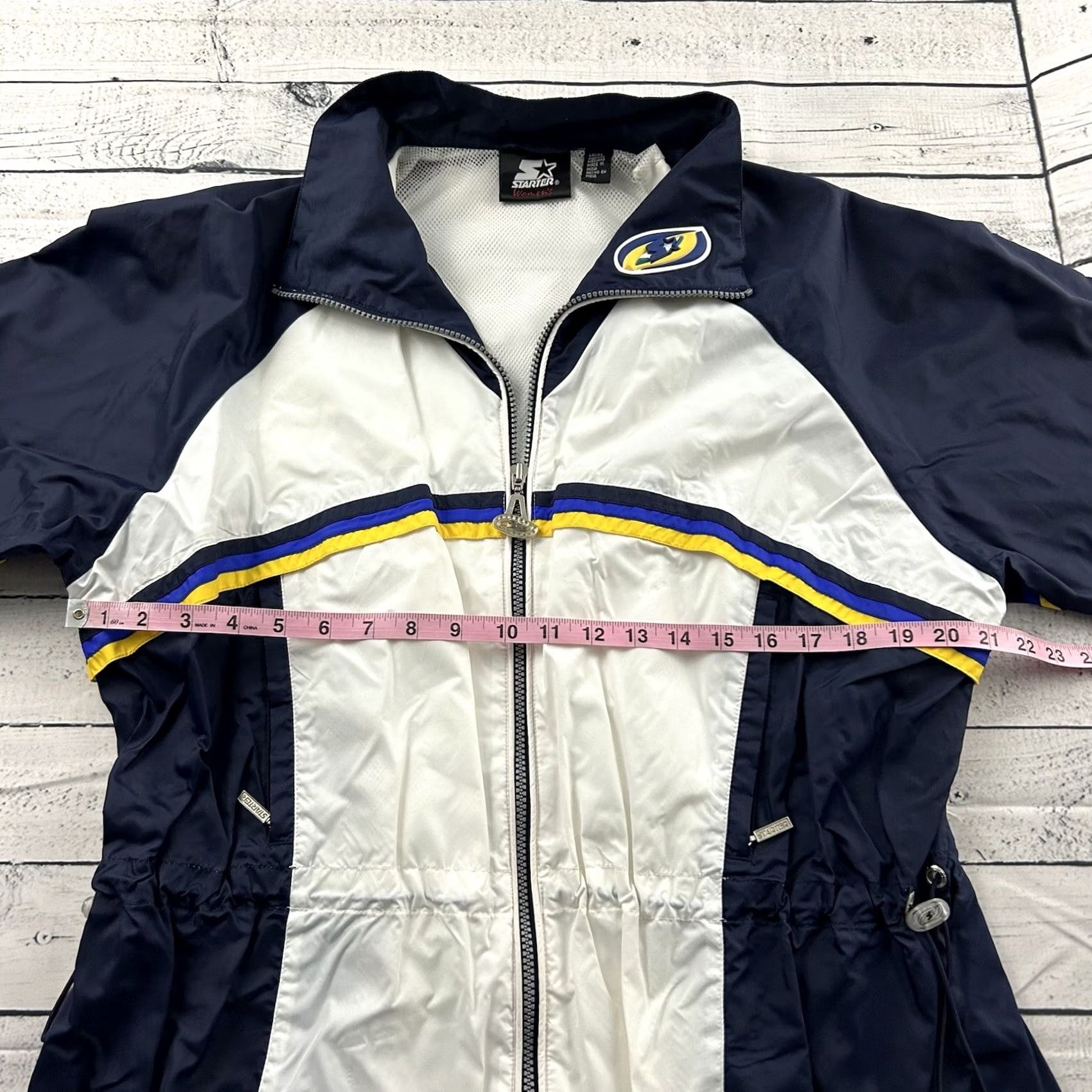 Starter VINTAGE Starter Full Zip Lined Track Jacket Women's M White Blue Yellow Shirt Track Jacket Womens M White Blue Yellow Size M / US 6-8 / IT 42-44 - 4 Thumbnail