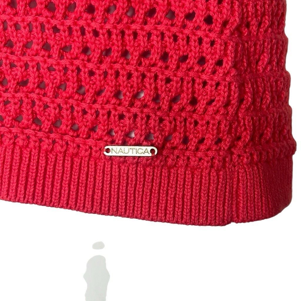 Nautica Nautica Womens Medium Crocheted Pullover Top Pink Square Nec Size M / US 6-8 / IT 42-44 - 5 Thumbnail