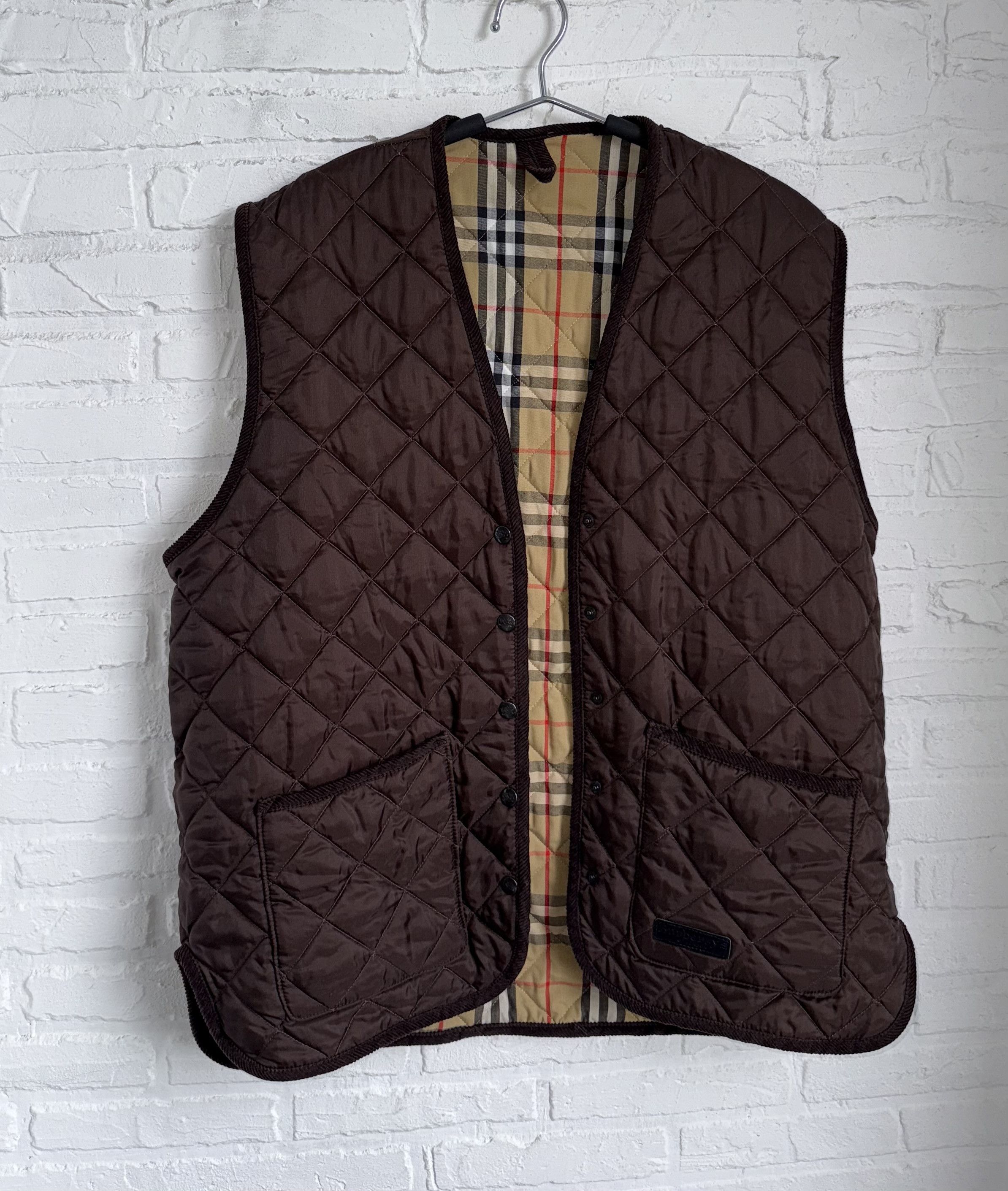 Burberry Vintage 90s Burberrys quilted liner vest nova check lining Size US XL / EU 56 / 4 - 2 Thumbnail