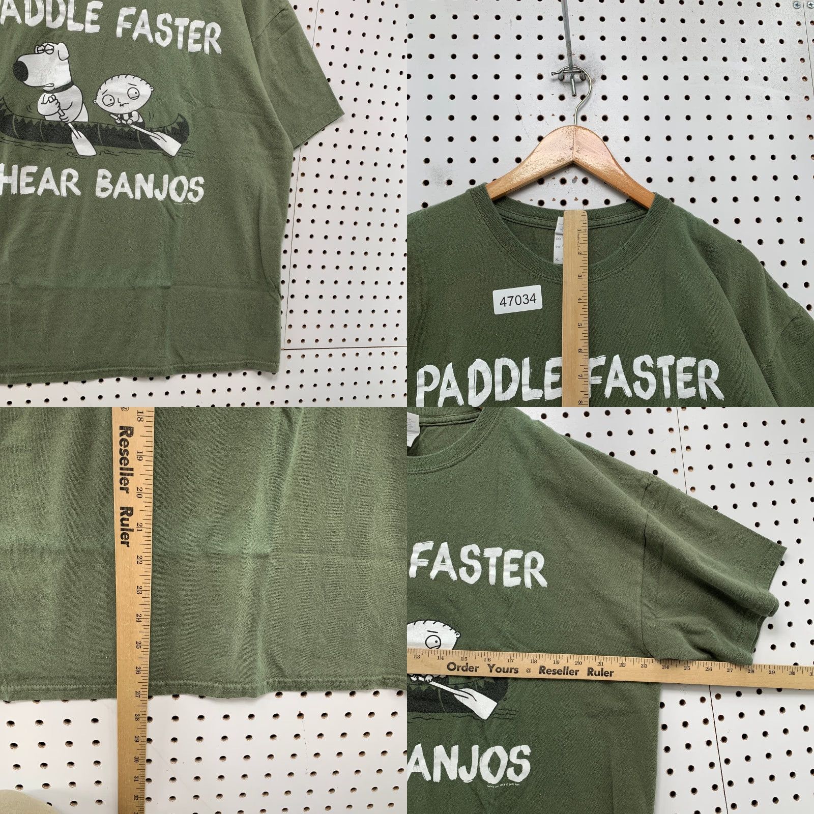 Gildan Family Guy Funny Shirt Mens XL Green Kayak Paddle Faster Cartoon Shirt Size US XL / EU 56 / 4 - 8 Thumbnail