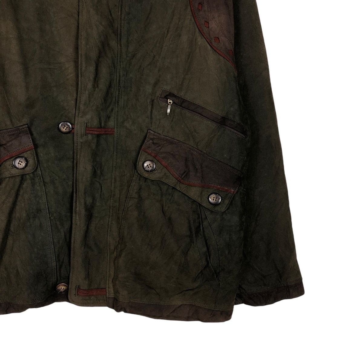 Japanese Brand 🔥VINTAGE BIKER LEATHER JACKET GENOME BLACK LABEL SPAIN Size US L / EU 52-54 / 3 - 7 Thumbnail
