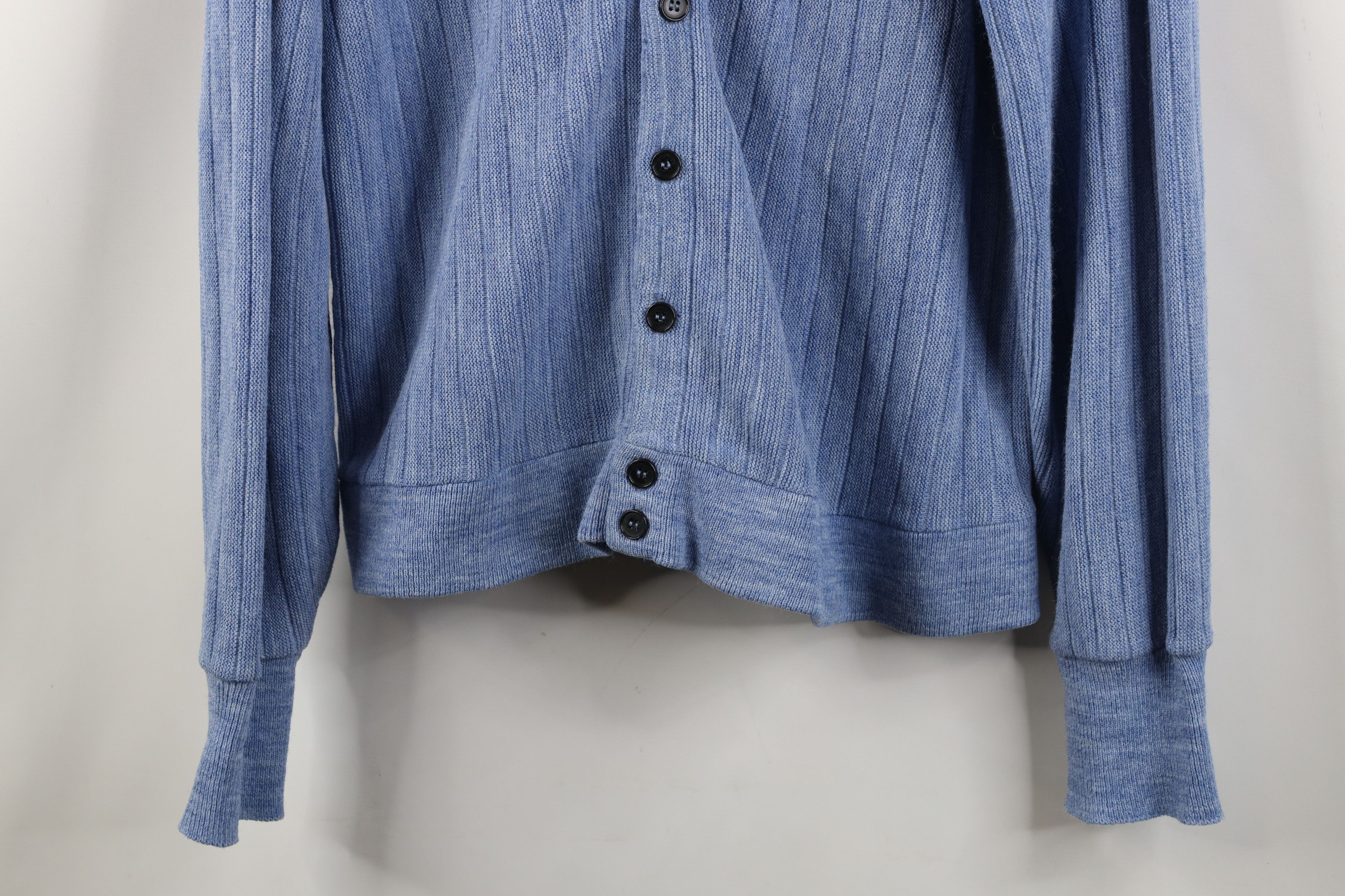 Vintage Vintage 70s Streetwear Ribbed Knit Cardigan Sweater Blue USA Size US XL / EU 56 / 4 - 3 Thumbnail