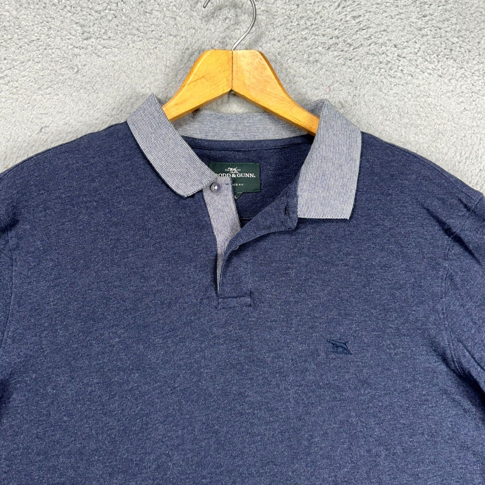 Rodd & Gunn Rodd & Gunn Sports Fit Mens XL Polo Short Sleeve Cotton Rugby Navy Grey Breathable Collar Shirt Size US 36 / EU 52 - 2 Thumbnail