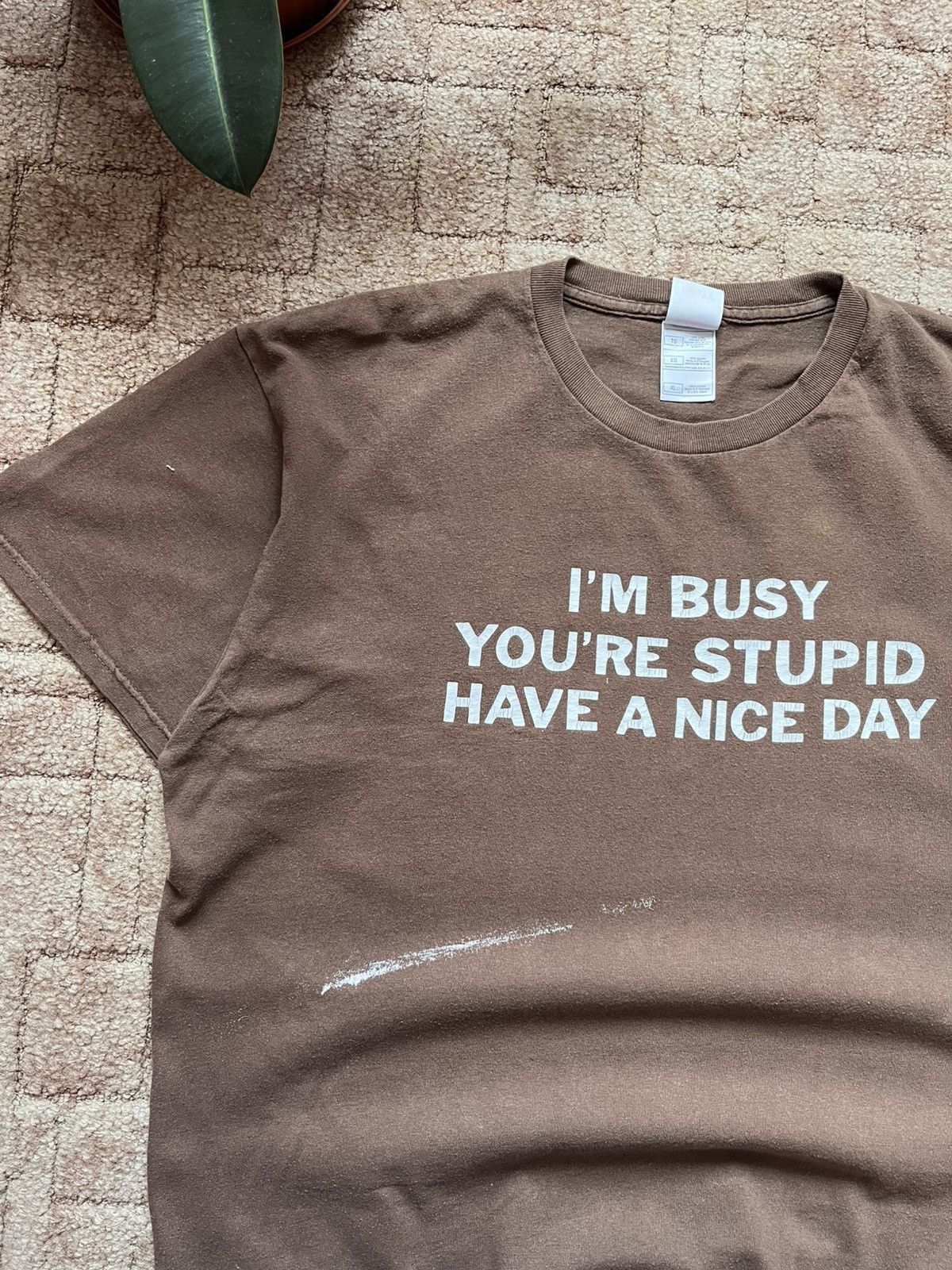 Vintage Vintage 90's Funny Saying "I'm Busy You're Stupid" 90's Tee Size US XL / EU 56 / 4 - 2 Thumbnail