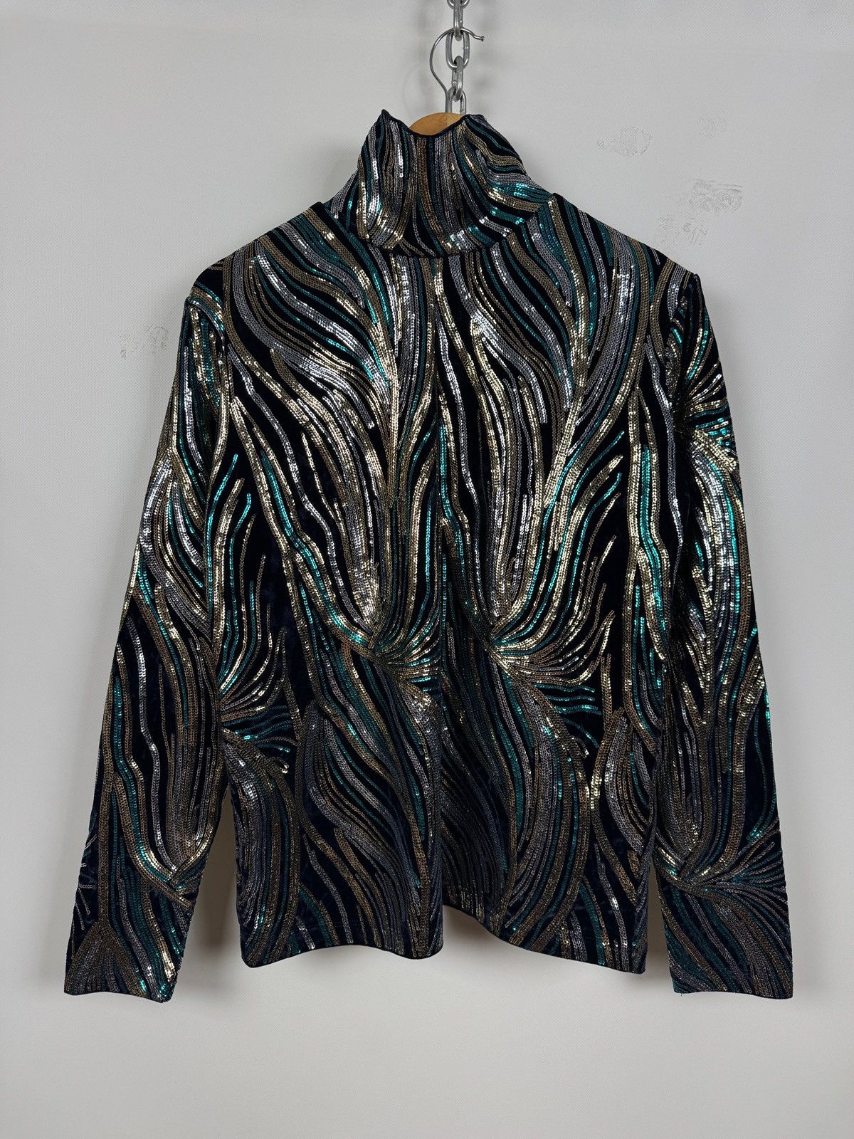 Dries Van Noten Dries Van Noten Sequin Velvet High Neck Top Size M / US 6-8 / IT 42-44 - 1 Thumbnail