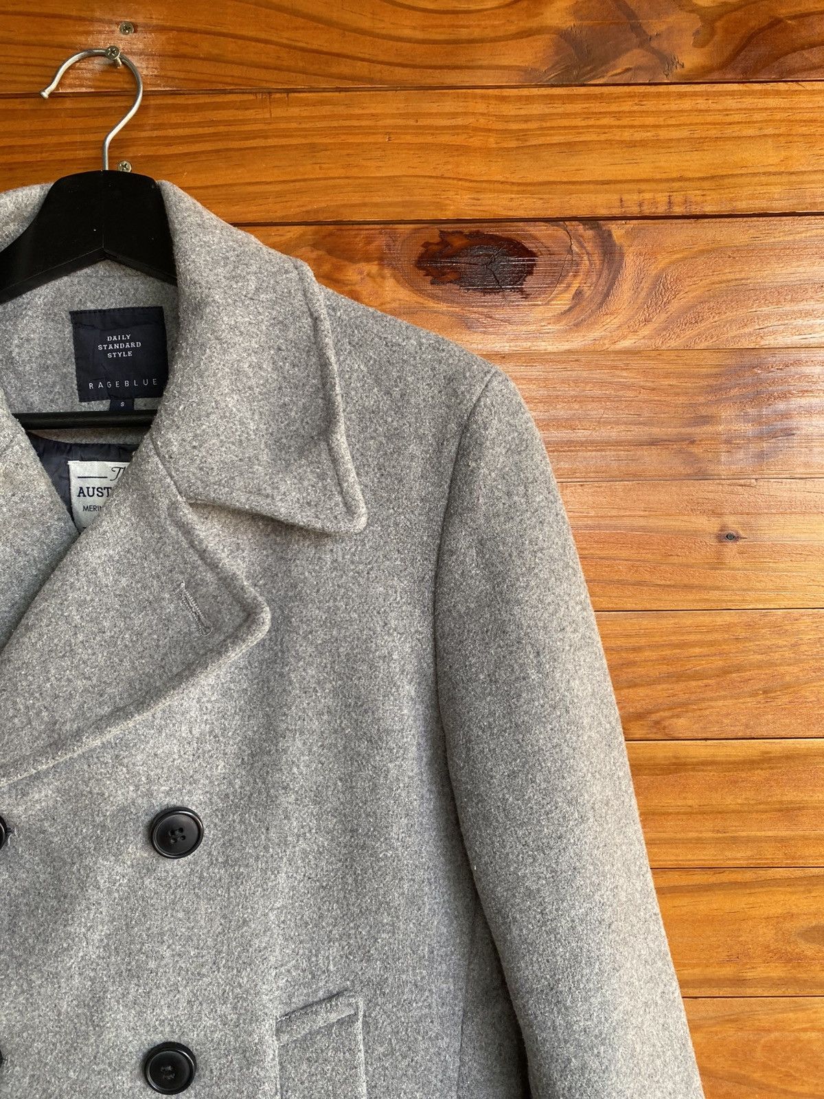 RAGEBLUE RAGEBLUE Grey DoubleBreasted Pea Coat Australian Merino Wool Size US S / EU 44-46 / 1 - 6 Thumbnail