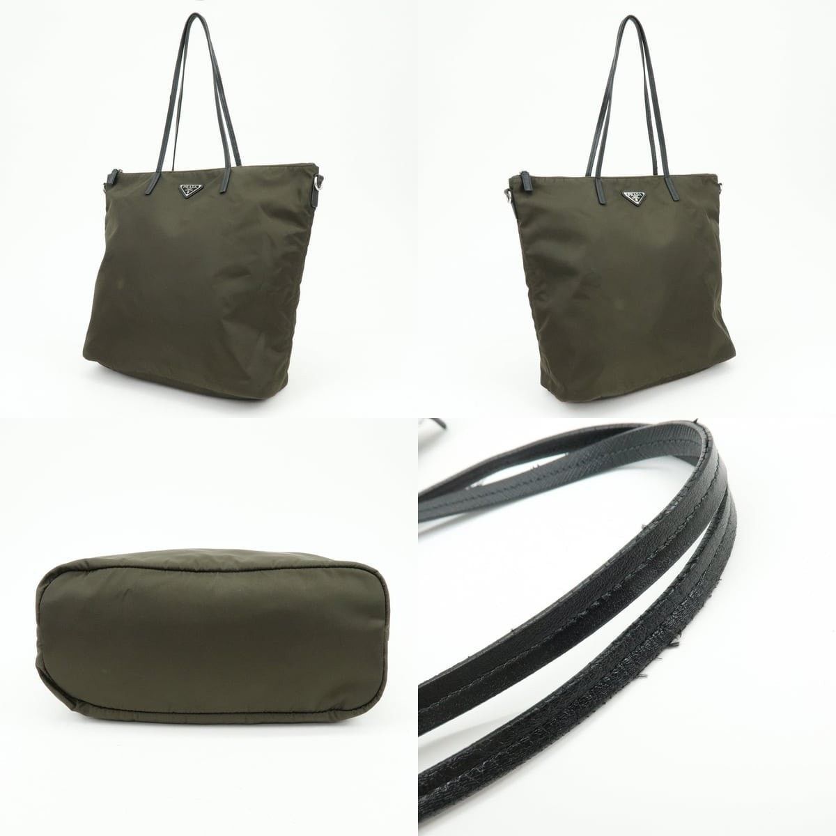Prada Prada Triangle Logo Nylon Tote Green Size ONE SIZE - 3 Thumbnail