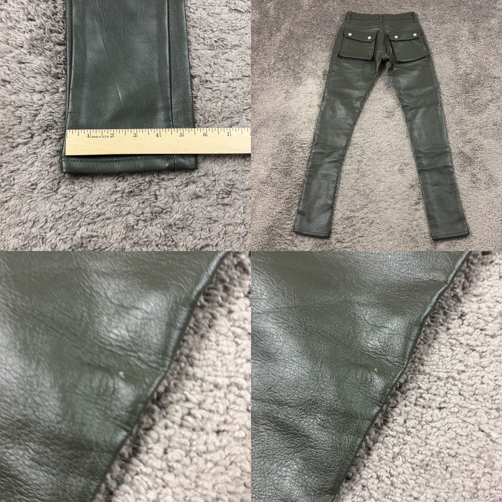 MNML MNML Pants Men 28 Green Cargo Faux Leather Slim Fit Low Rise Button Fly Straight Size US 28 / EU 44 - 8 Thumbnail
