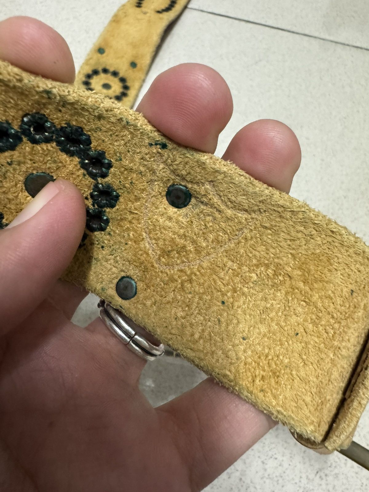 Hollywood Trading Company × Other × Vintage HTC RHINESTONE STUDDED SNAKE SKIN PATCHES LEATHER BELT Size 34 - 6 Thumbnail
