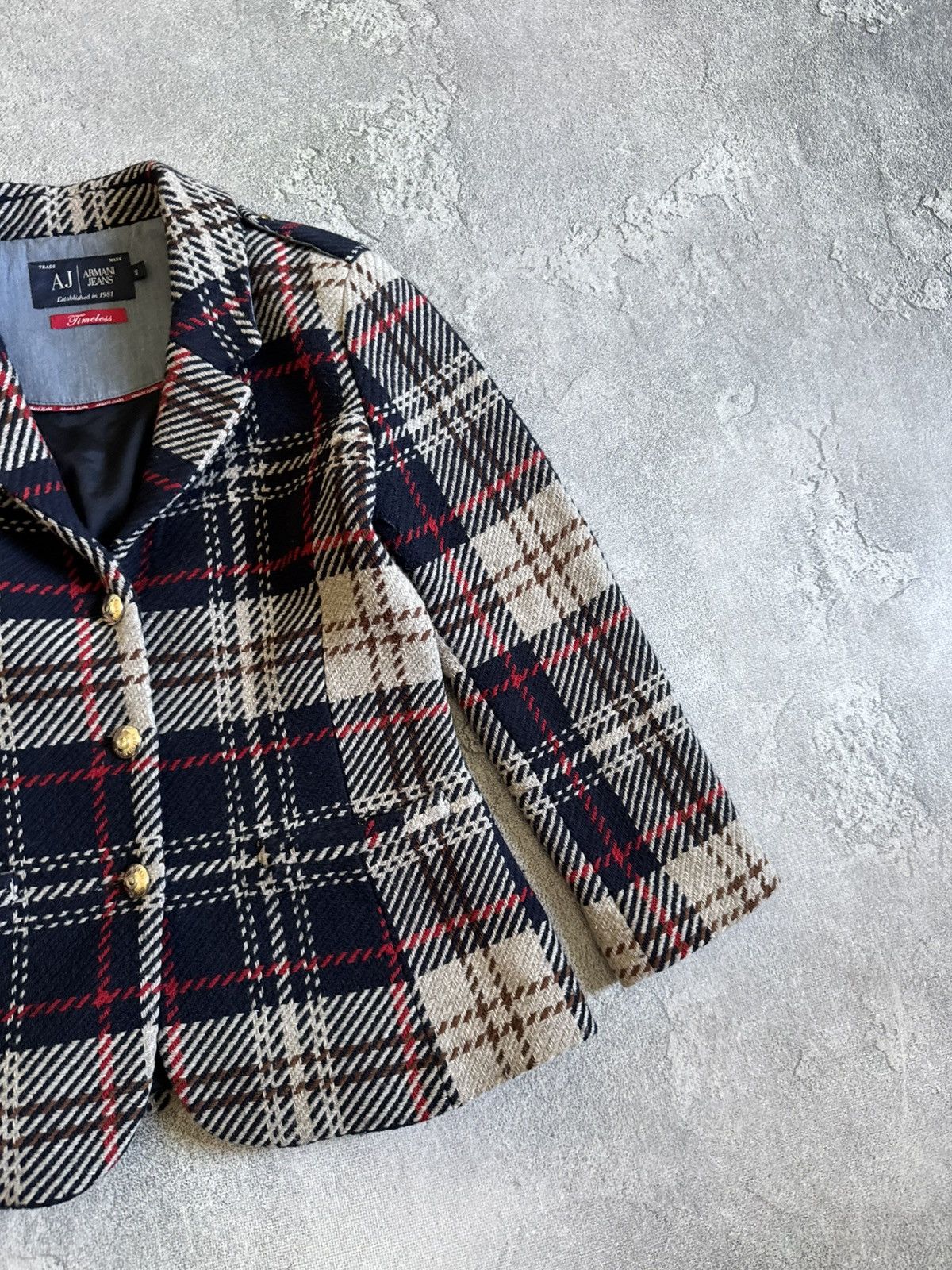 Armani Armani Jeans USA4/EU40 wool Chekered jacket blazer casual Size S / US 4 / IT 40 - 9 Thumbnail