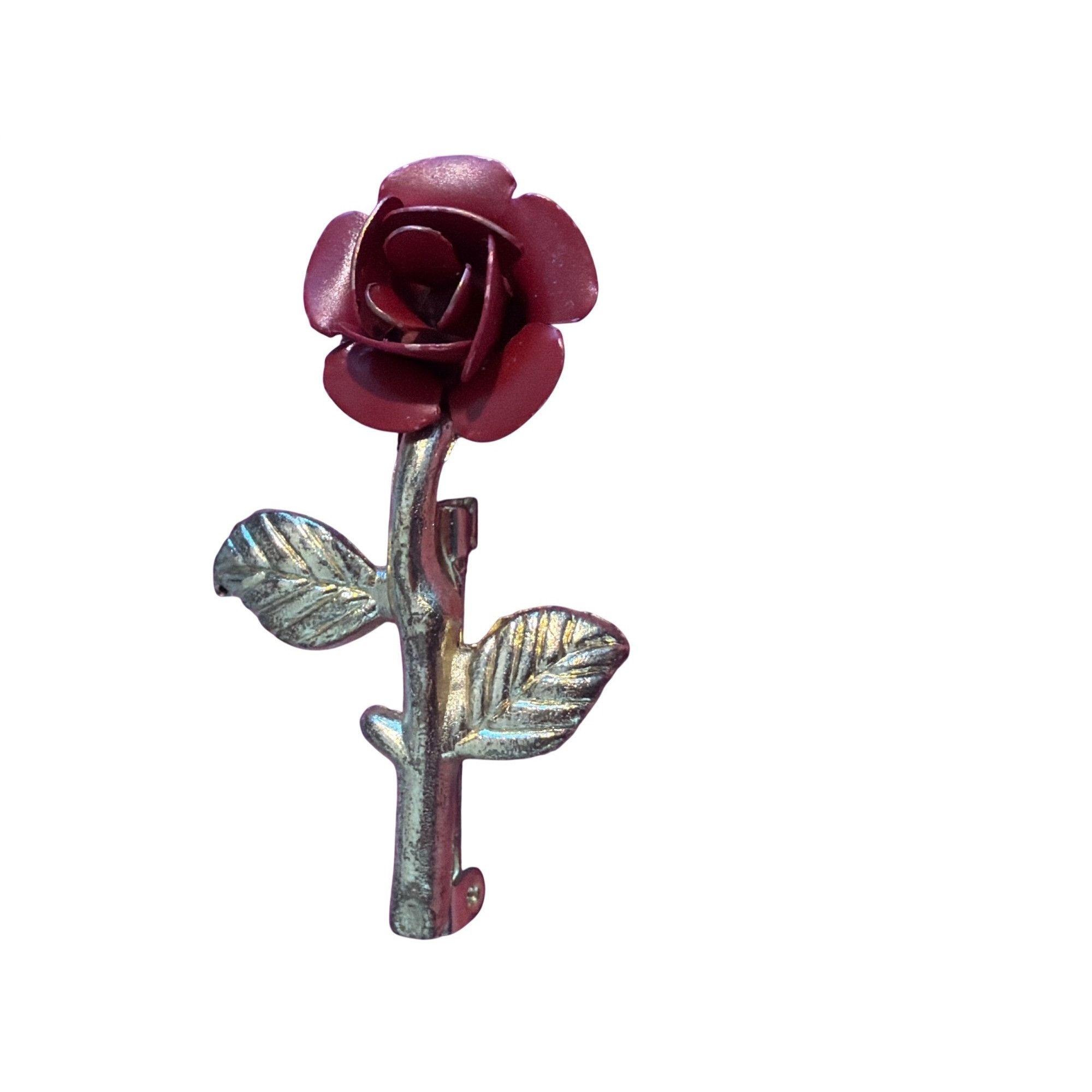 Other Vintage Metal Red Rose Pin Brooch Gold Tone 3D Stem Leaves 1 Size ONE SIZE - 1 Thumbnail