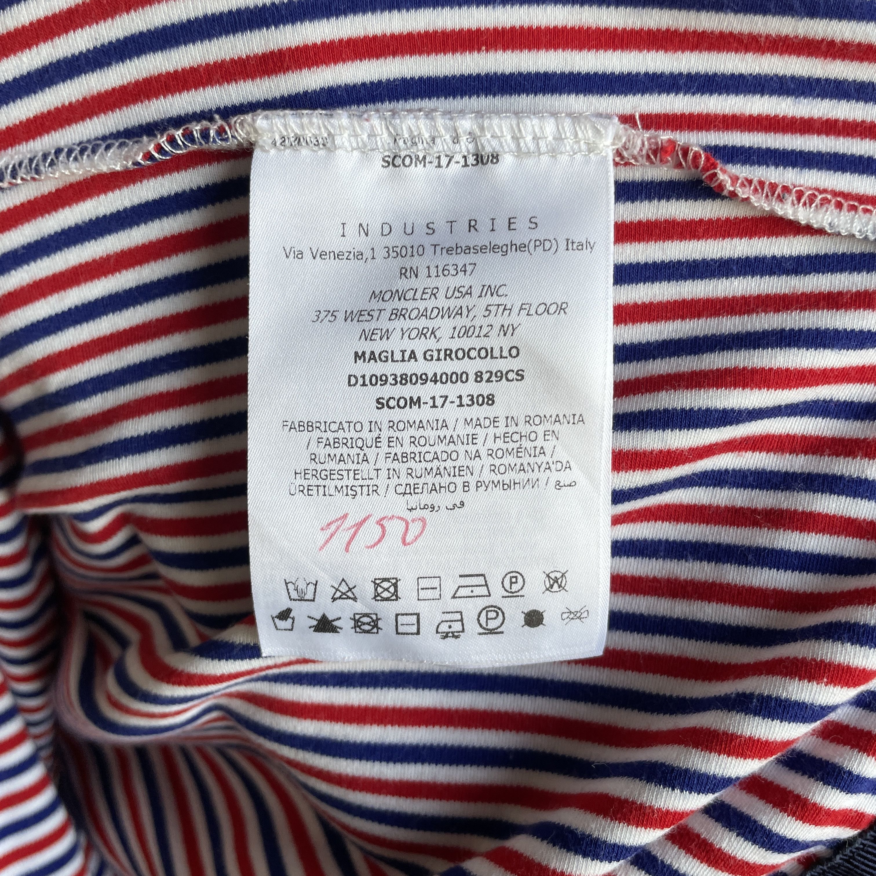 Moncler Moncler Womens Cotton Stiped Short Sleeve Tunic T-Shirt Size L / US 10 / IT 46 - 12 Thumbnail