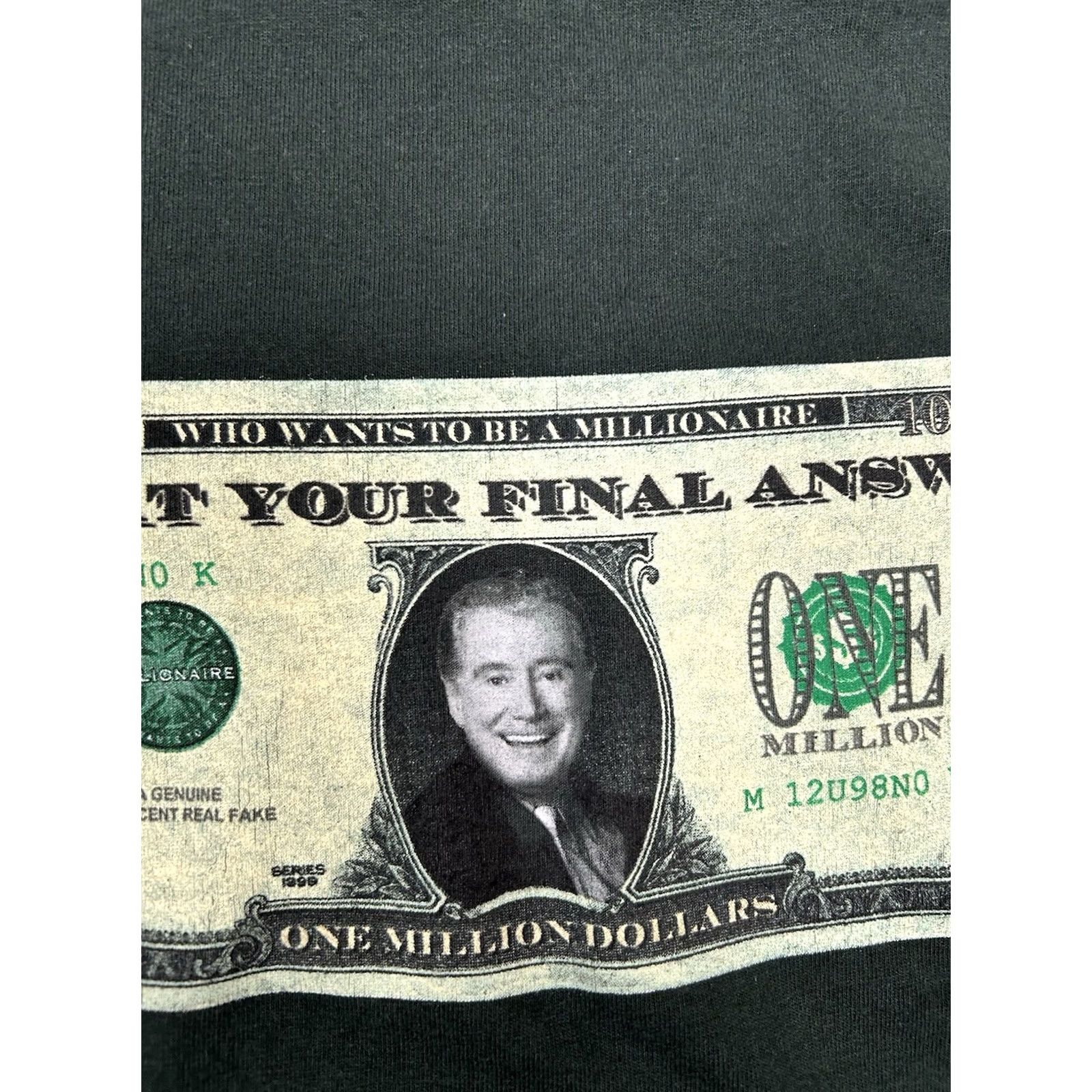 Vintage VINTAGE Who Wants To Be A Millionaire Shirt Regis Philbin XL Green 90s TV Show Promo Tee Size US XL / EU 56 / 4 - 5 Thumbnail