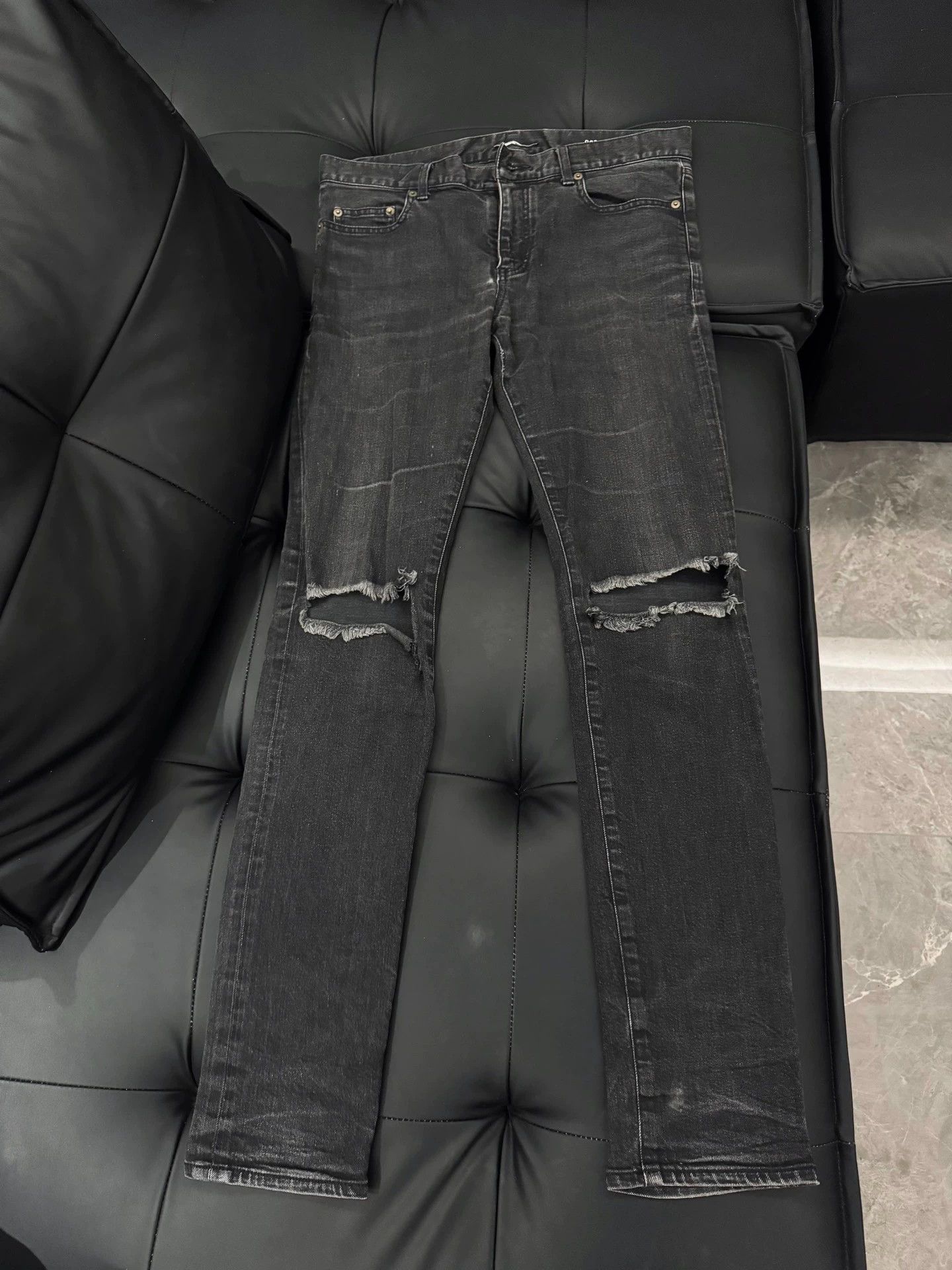 Saint Laurent Paris SLP 16SS Runway Knife-Cut Soft Smoke Gray Jeans 32 Size US 32 / EU 48 - 2 Thumbnail