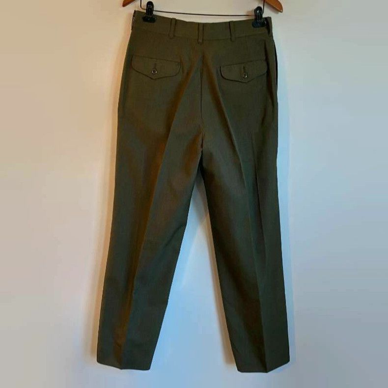 Blend Us Marines Mens Dress Pants Green Classic Fit Flap Pockets Wool 