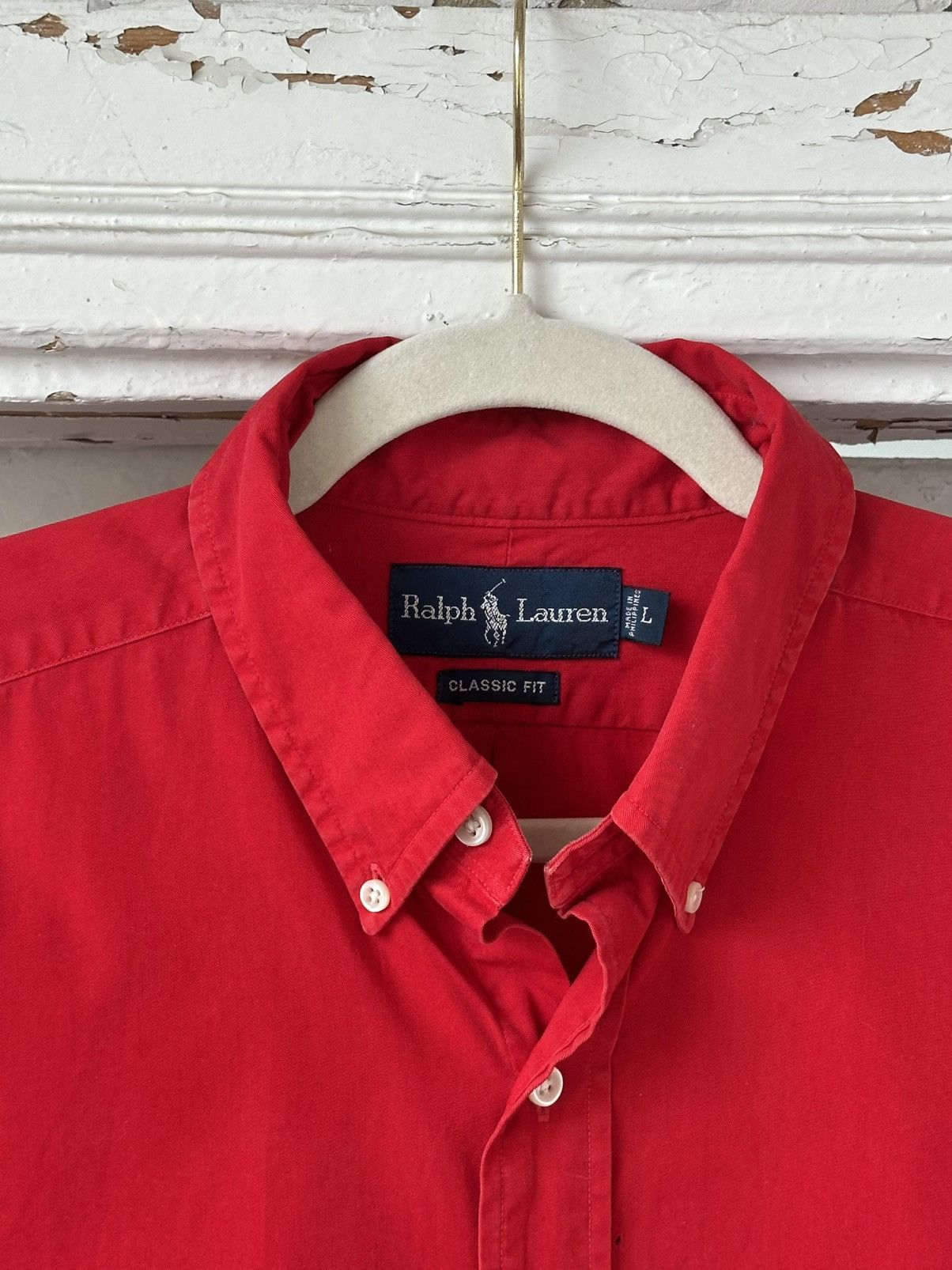 Polo Ralph Lauren × Vintage Vintage Ralph Lauren Polo Red Shirt Size US L / EU 52-54 / 3 - 3 Thumbnail