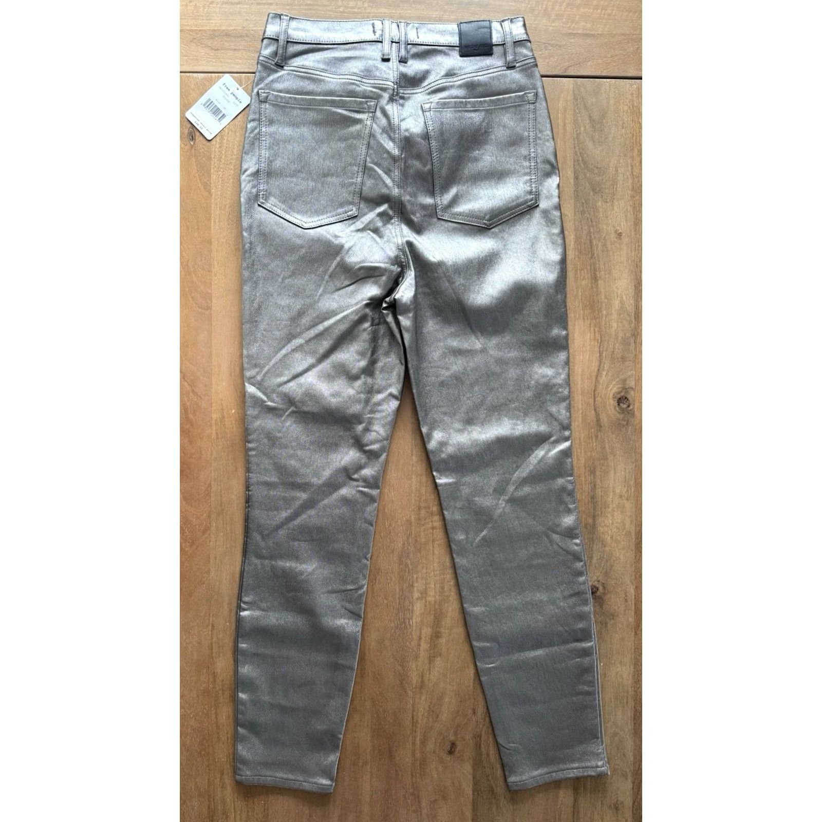 Free People Free People Phoenix Coated Ankle Silver Skinny Jeans Womens 30 Slim 5-Pocket City Festival Logo Womens Size 30" / US 8 / IT 44 - 2 Thumbnail