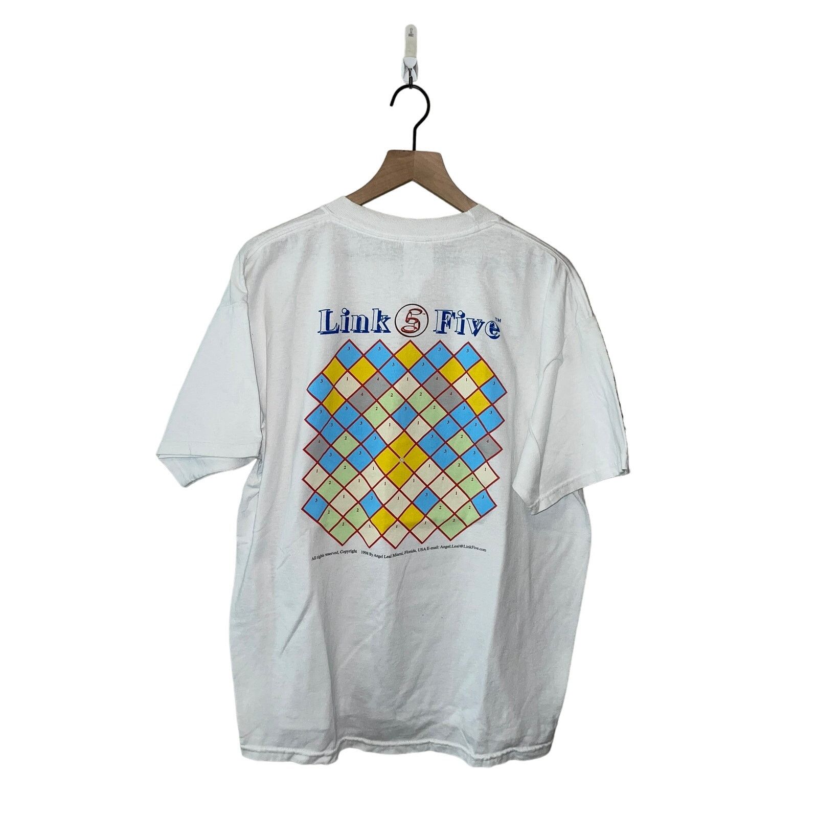 Jerzees Vintage Link Five Shirt Angel Leaf Game White Tee 90s XL Size US XL / EU 56 / 4 - 1 Thumbnail