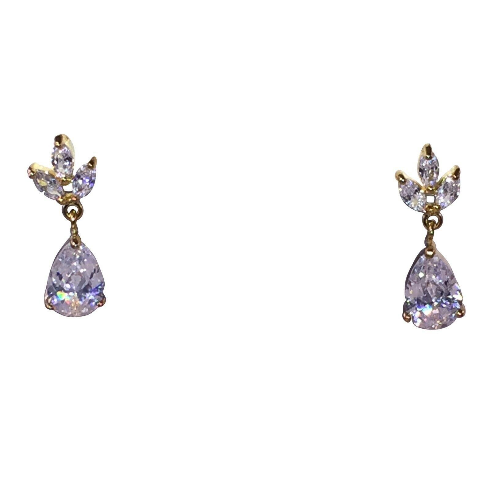 Designer Clear Faceted Crystal Earrings with 18kt Yellow Gold Plating Size ONE SIZE - 1 Thumbnail