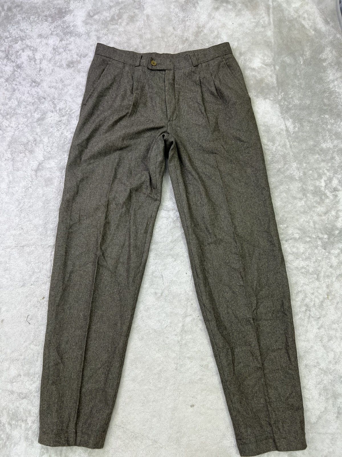 Other Vintage Italian Wool BlendPleated Trousers Brown Micro Check Size US 34 / EU 50 - 1 Thumbnail