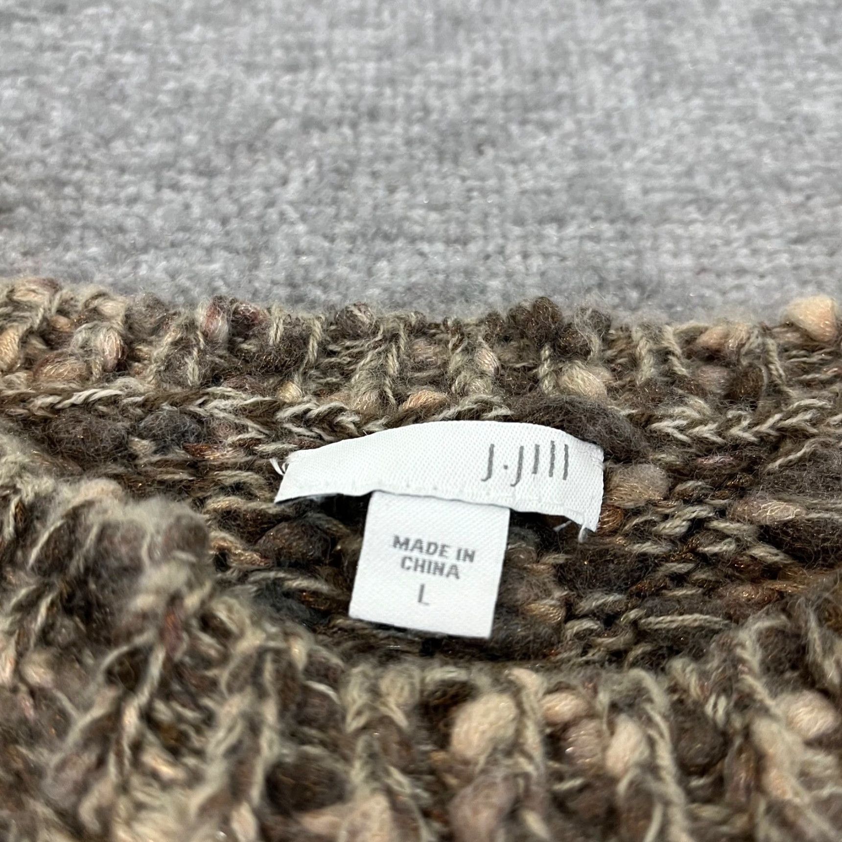 J. Jill J. Jill Sweater Womens Large Brown Wool Blend Pullover Knit Long Sleeve Textured Size L / US 10 / IT 46 - 2 Thumbnail