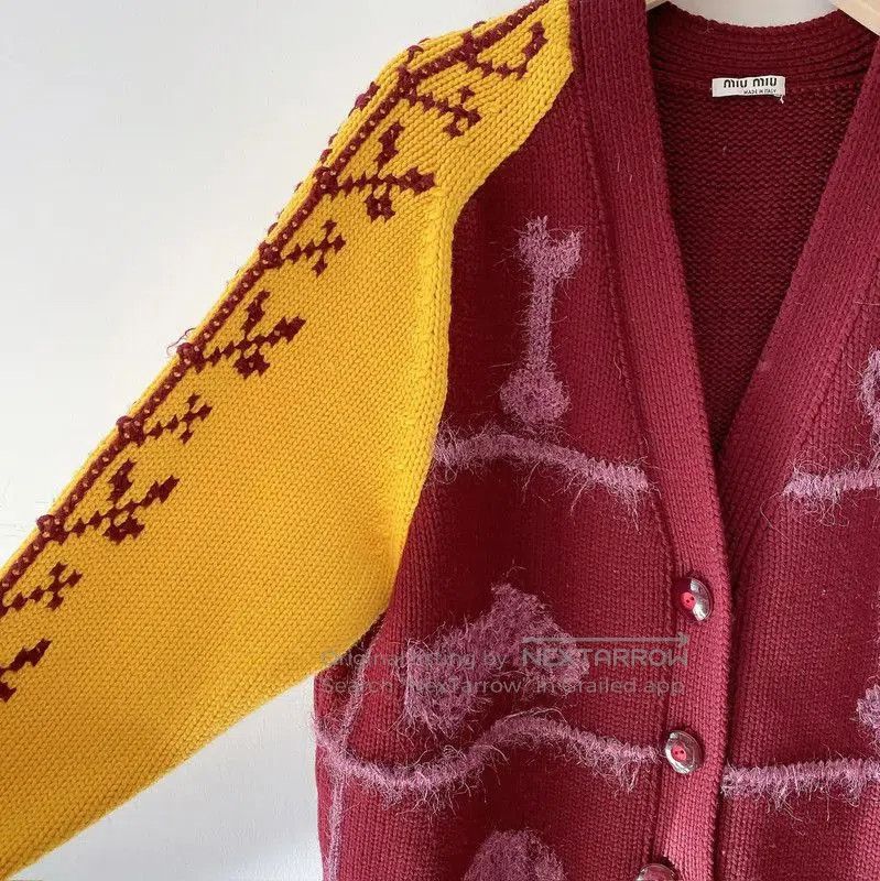Miu Miu Miu Miu Multicolor Wool Pattern Cardigan . Size S / US 4 / IT 40 - 4 Thumbnail