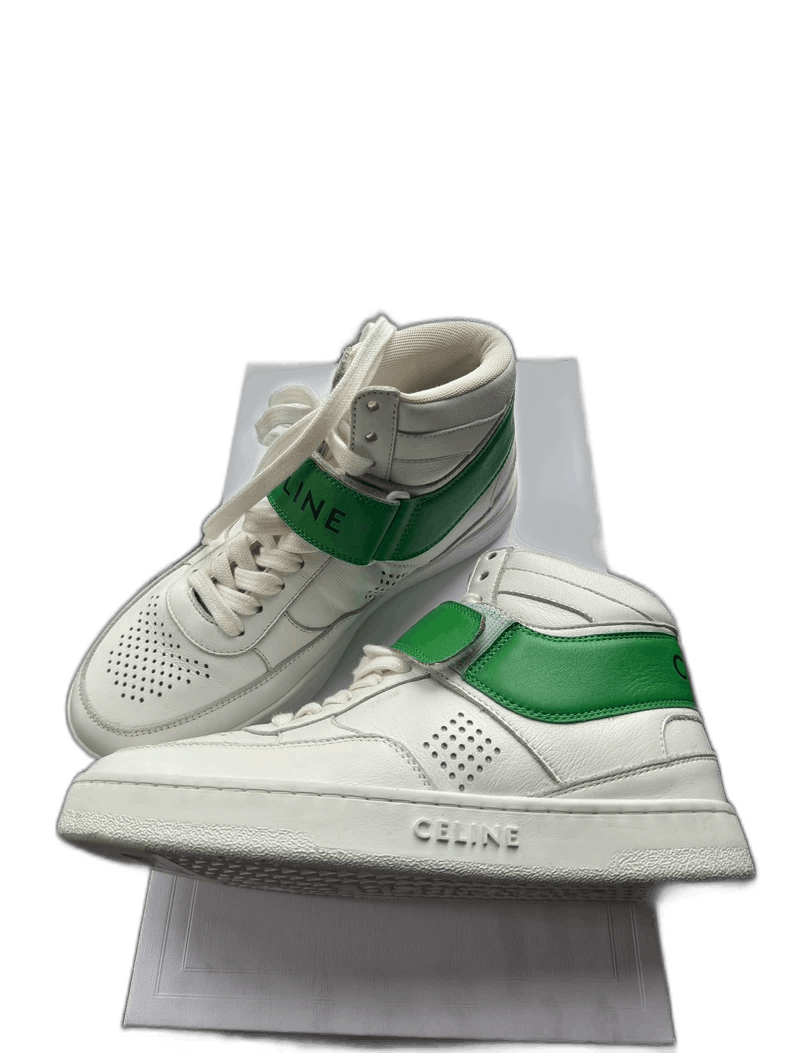 Celine Celine High Top Sneakers in White Green Size US 6 / EU 39 - 1 Thumbnail