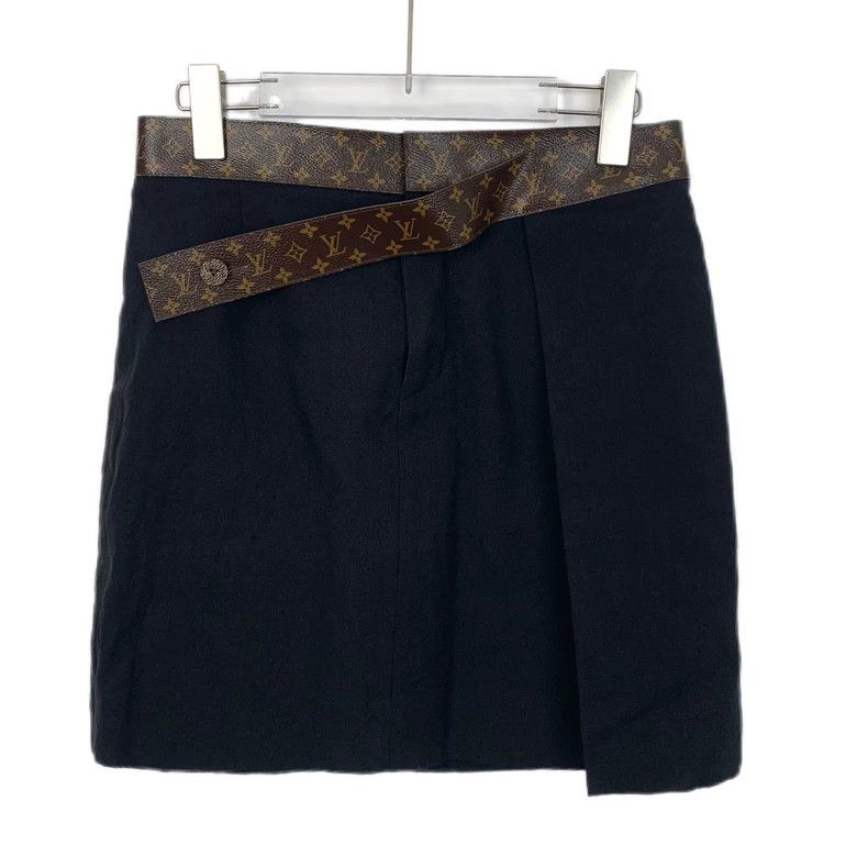 Louis Vuitton Louis Vuitton Black logo old flower belt linen casual skir Size 37" - 1 Thumbnail